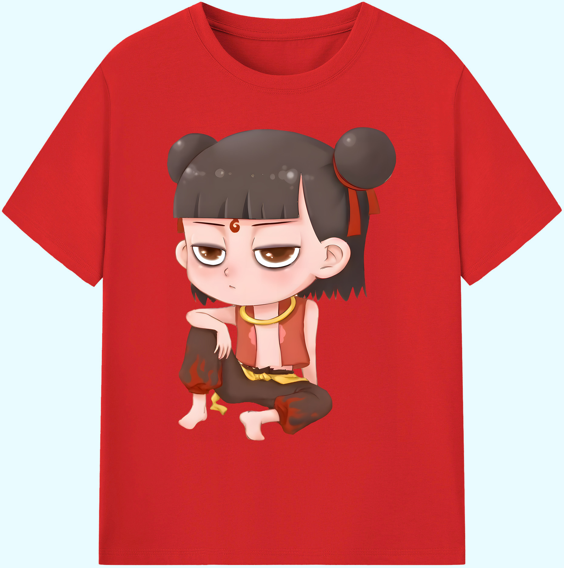 （画像用） Ne Zha 2 ナタ 魔童の大暴れ 綿100％ メンズ半袖Tシャツ｜肌触りやわらか＆通気性