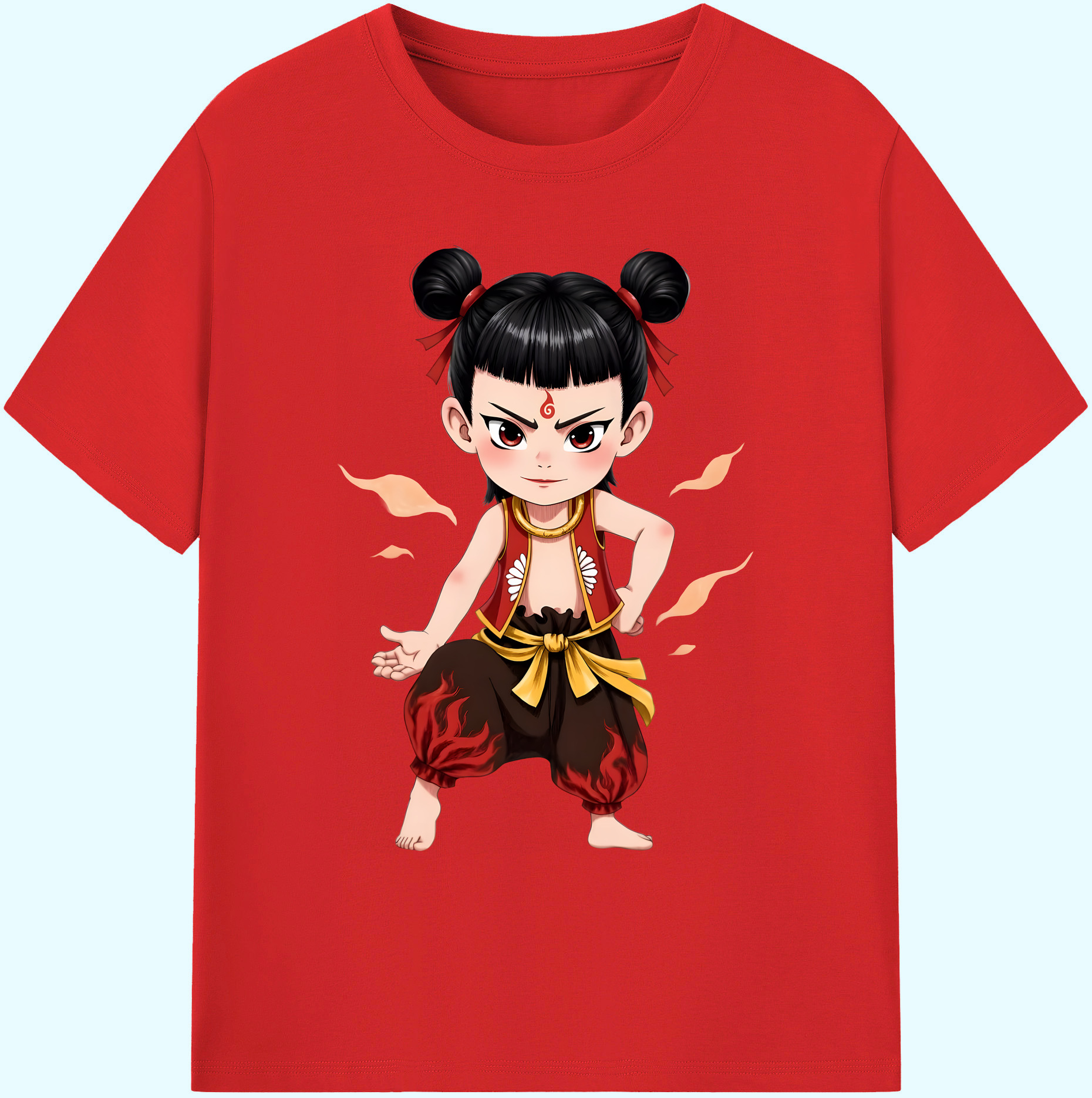 （画像用） Ne Zha 2 ナタ 魔童の大暴れ 綿100％ メンズ半袖Tシャツ｜肌触りやわらか＆通気性