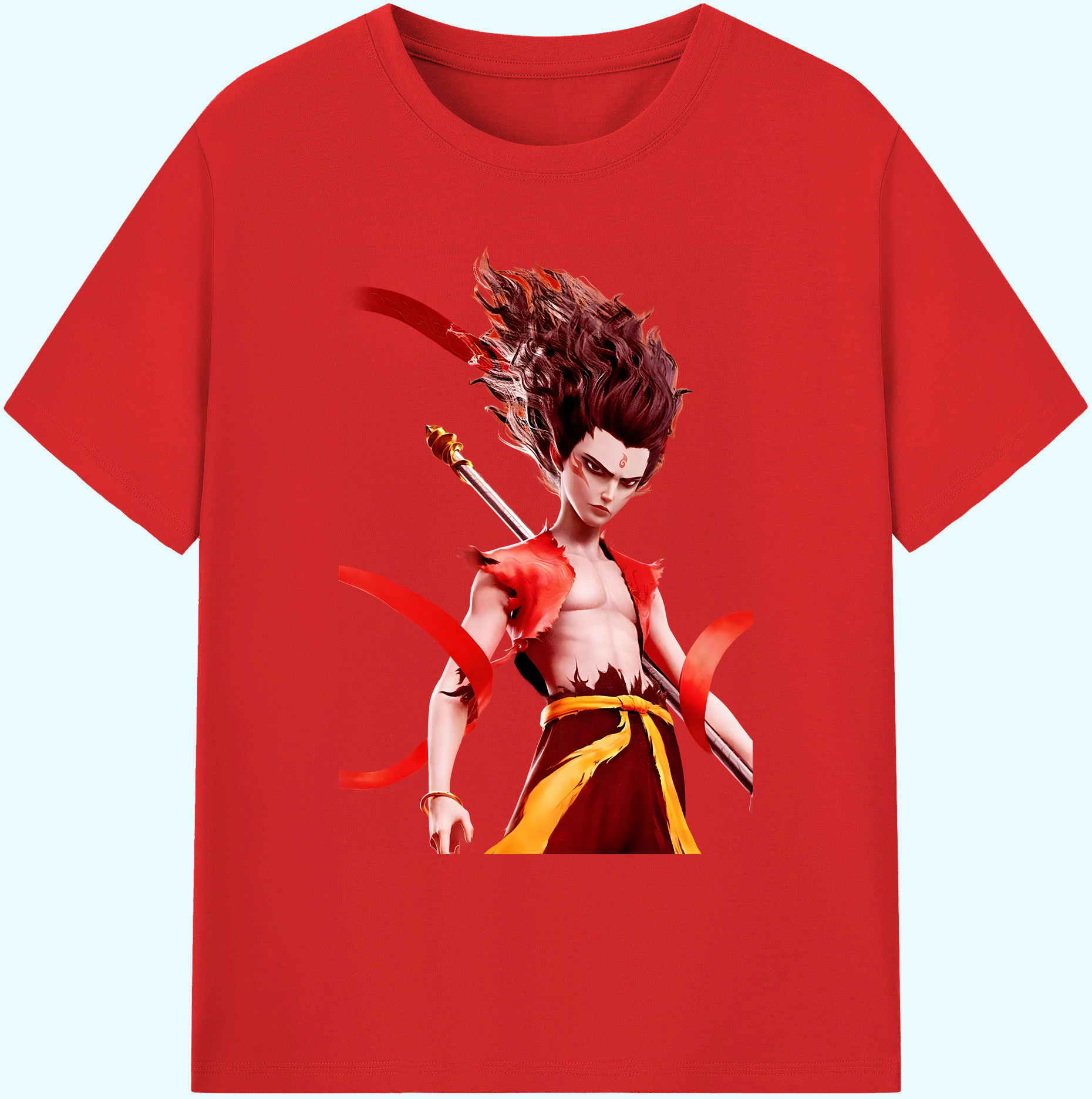 （画像用） Ne Zha 2 ナタ 魔童の大暴れ 綿100％ メンズ半袖Tシャツ｜肌触りやわらか＆通気性