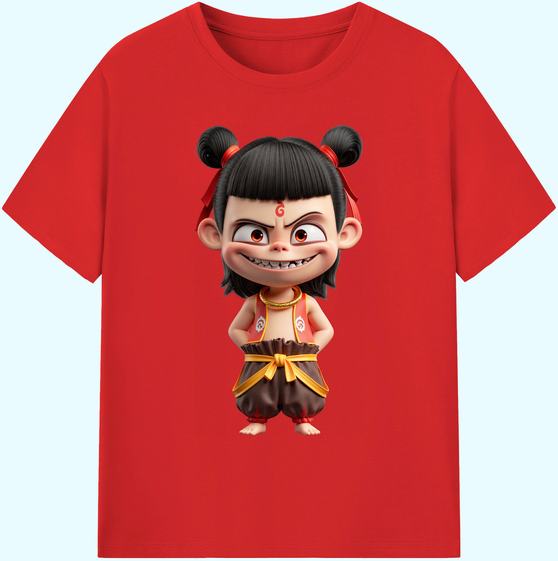 （画像用） Ne Zha 2 ナタ 魔童の大暴れ 綿100％ メンズ半袖Tシャツ｜肌触りやわらか＆通気性
