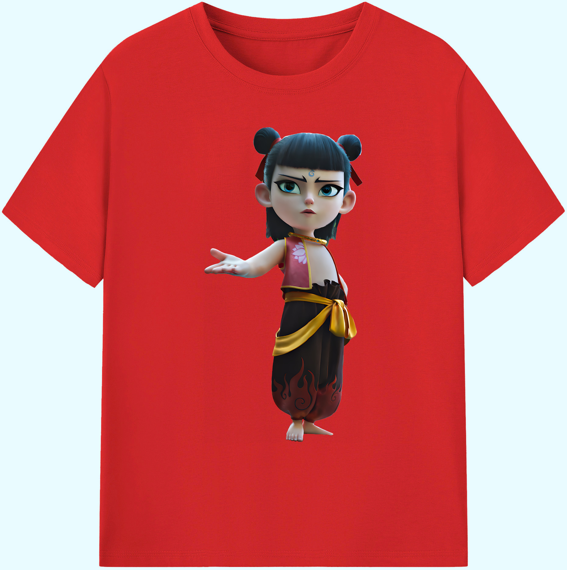 （画像用） Ne Zha 2 ナタ 魔童の大暴れ 綿100％ メンズ半袖Tシャツ｜肌触りやわらか＆通気性