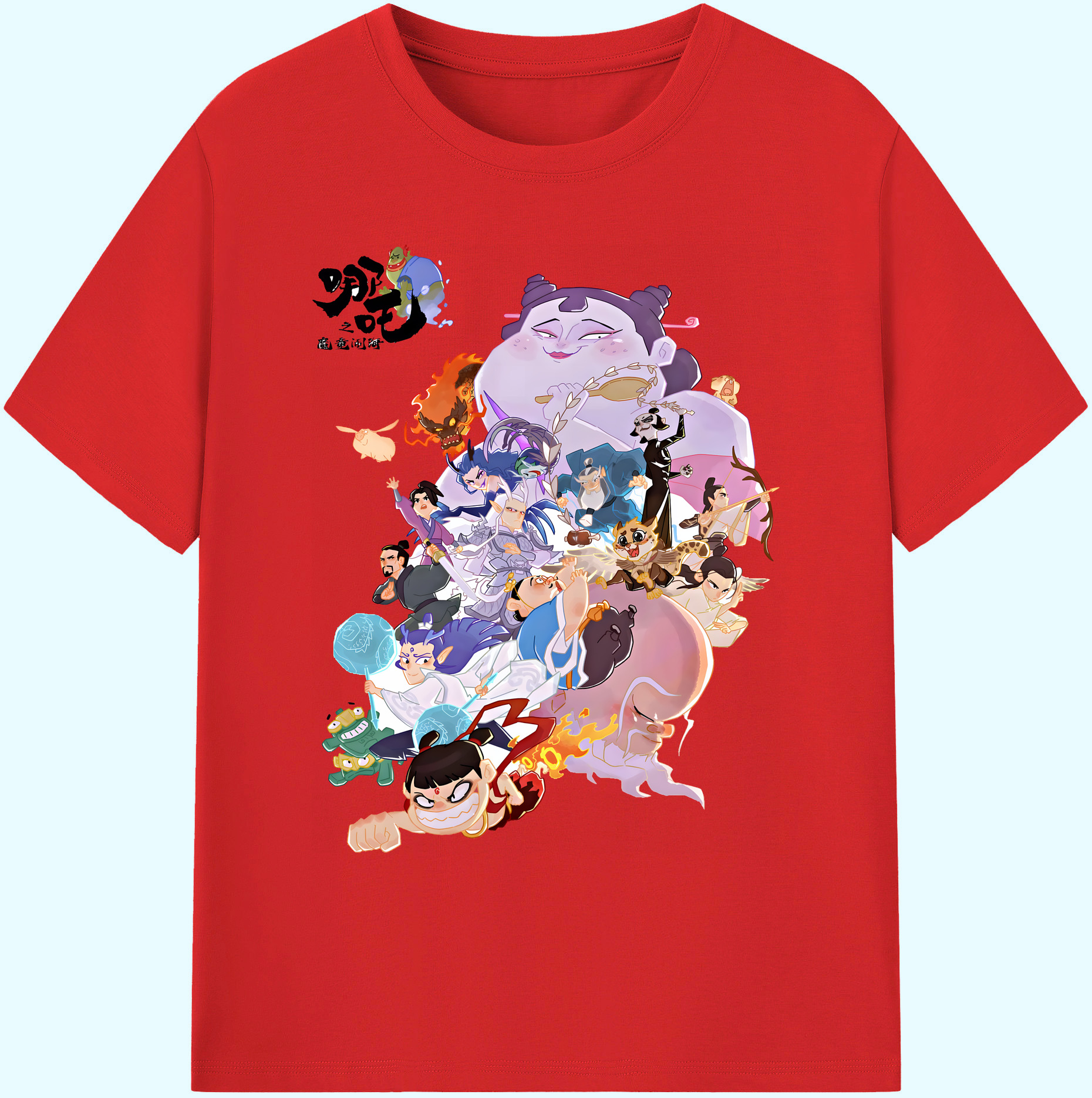 （画像用） Ne Zha 2 ナタ 魔童の大暴れ 綿100％ メンズ半袖Tシャツ｜肌触りやわらか＆通気性