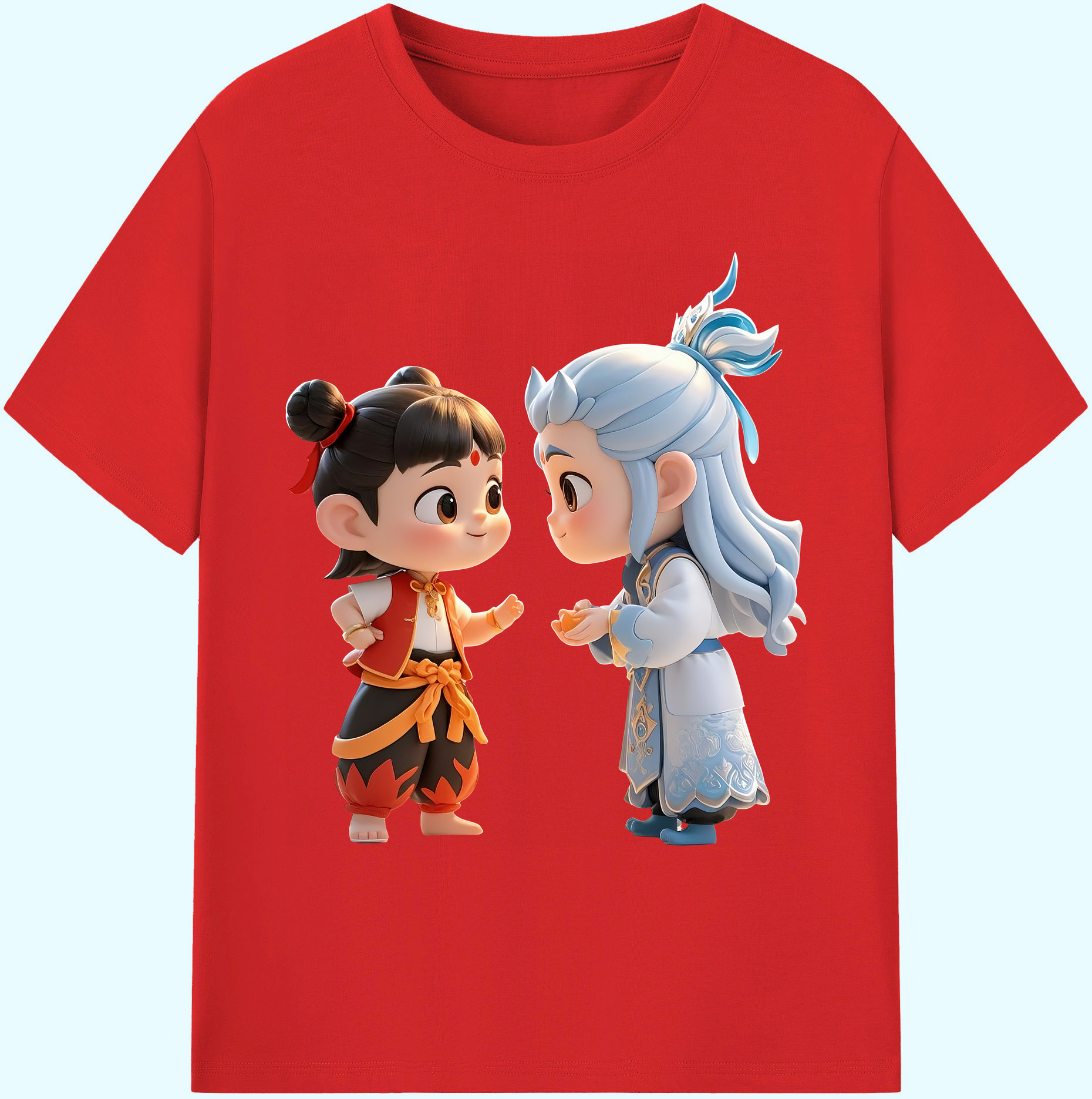 （画像用） Ne Zha 2 ナタ 魔童の大暴れ 綿100％ メンズ半袖Tシャツ｜肌触りやわらか＆通気性