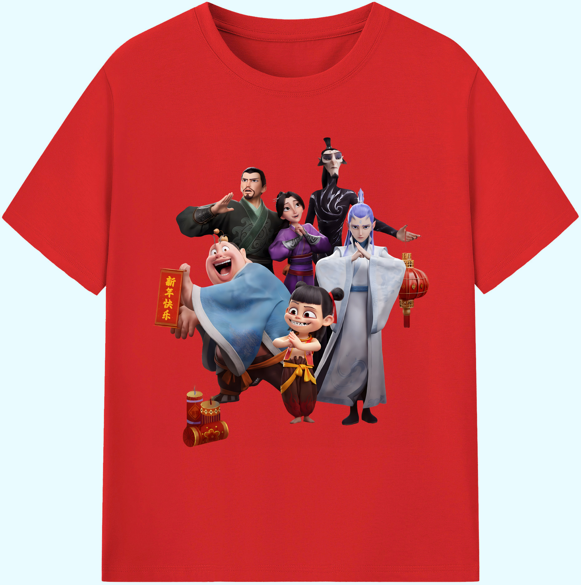 （画像用） Ne Zha 2 ナタ 魔童の大暴れ 綿100％ メンズ半袖Tシャツ｜肌触りやわらか＆通気性