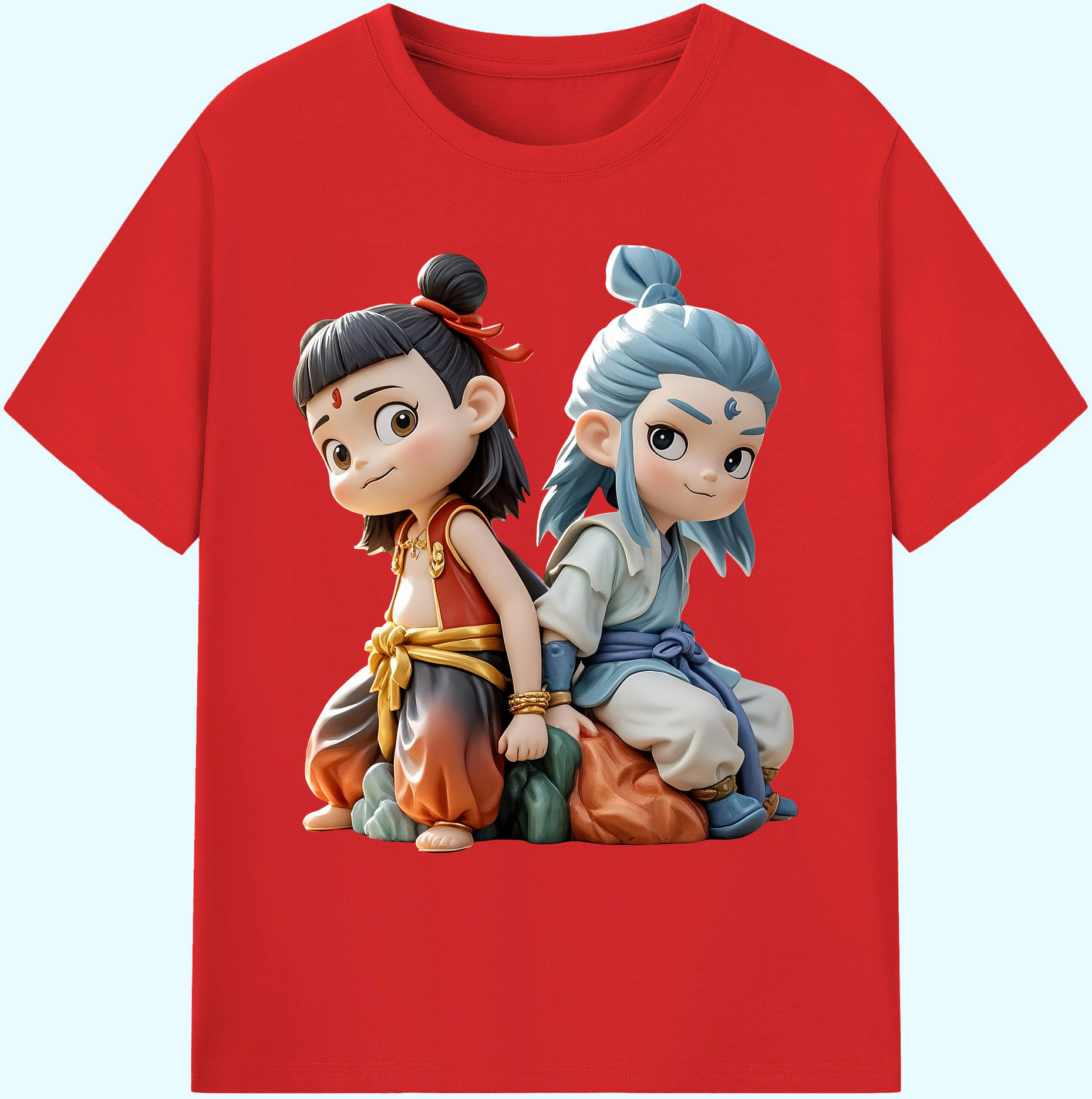 （画像用） Ne Zha 2 ナタ 魔童の大暴れ 綿100％ メンズ半袖Tシャツ｜肌触りやわらか＆通気性