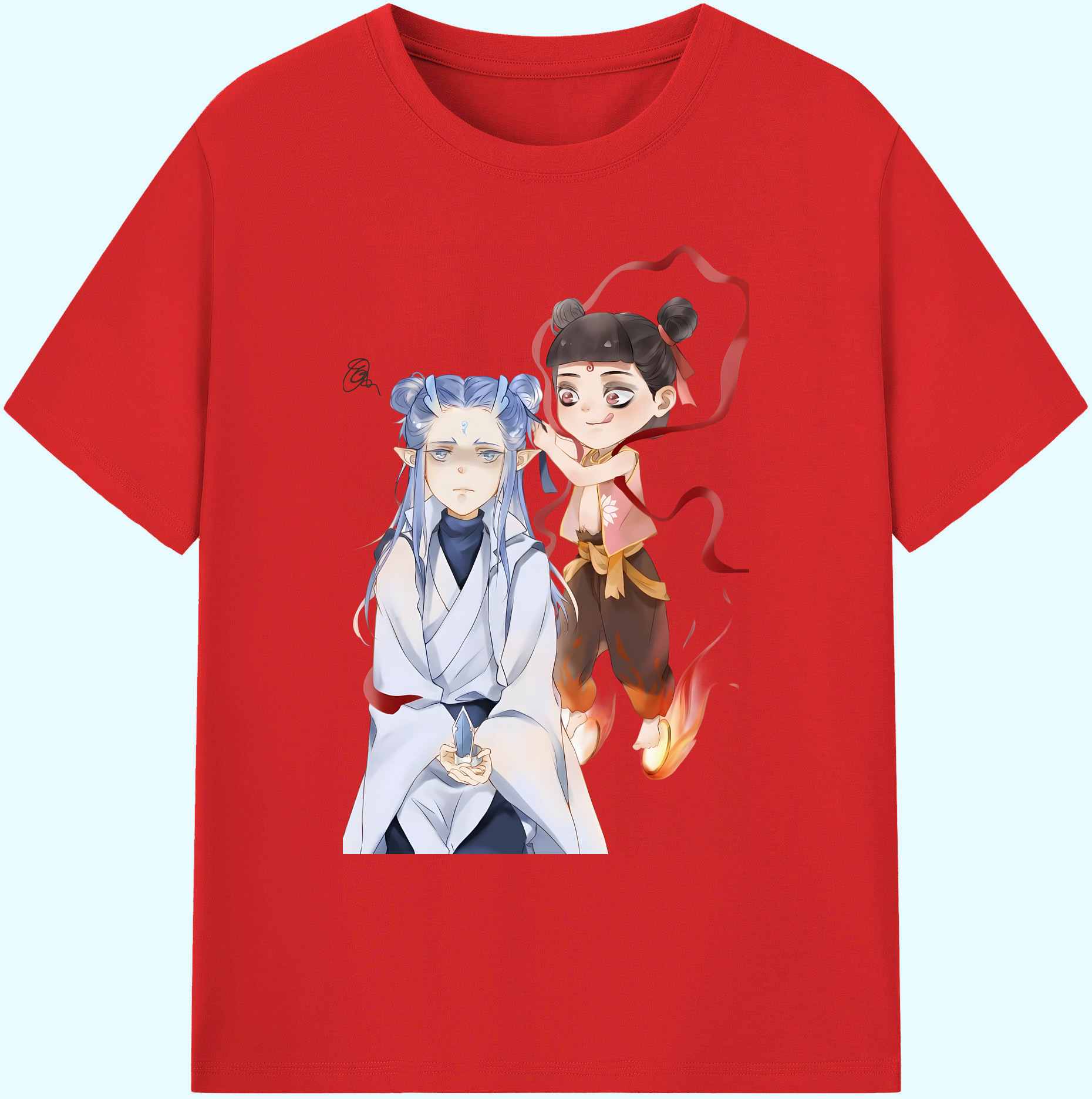 （画像用） Ne Zha 2 ナタ 魔童の大暴れ 綿100％ メンズ半袖Tシャツ｜肌触りやわらか＆通気性