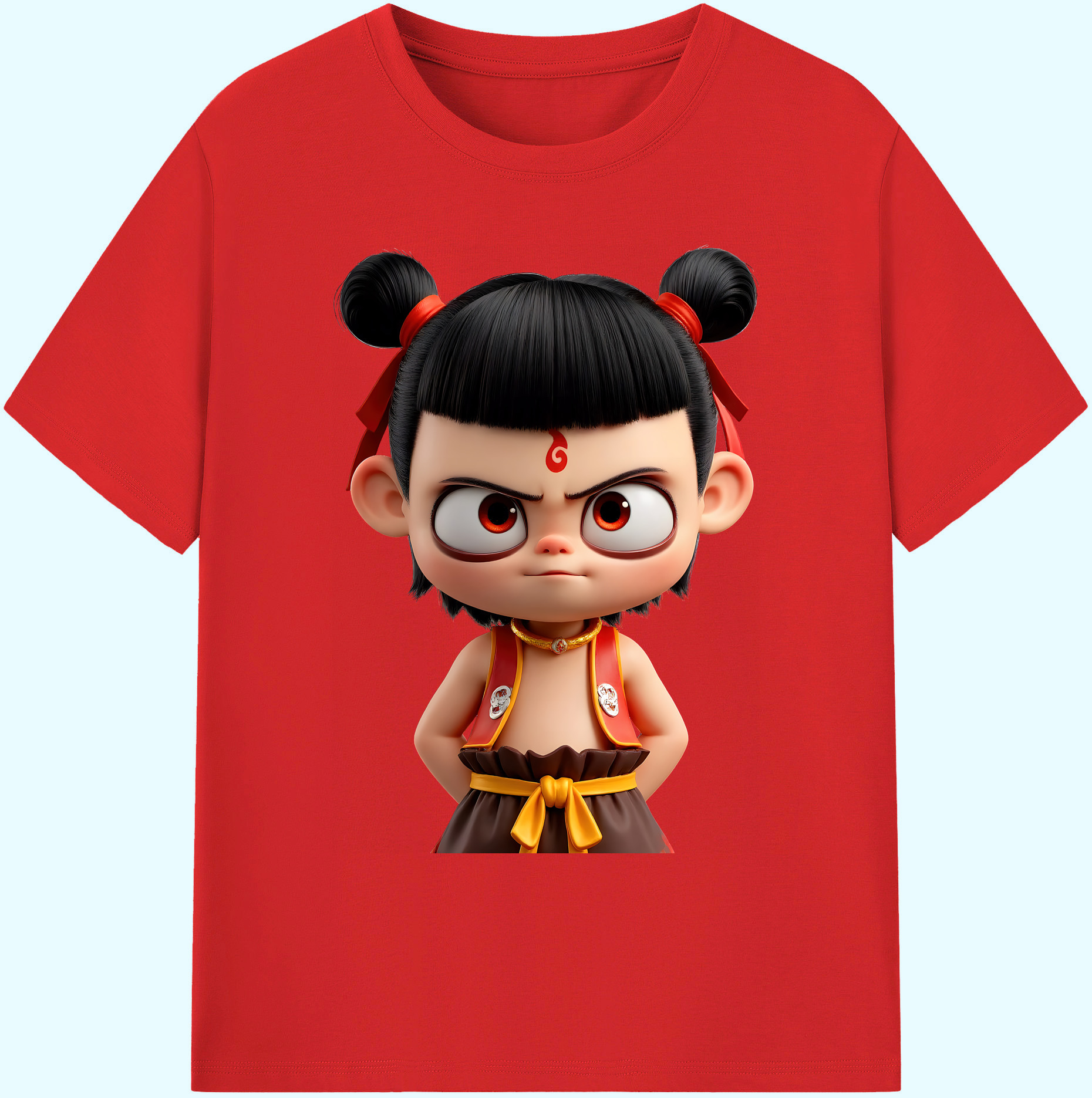 （画像用） Ne Zha 2 ナタ 魔童の大暴れ 綿100％ メンズ半袖Tシャツ｜肌触りやわらか＆通気性