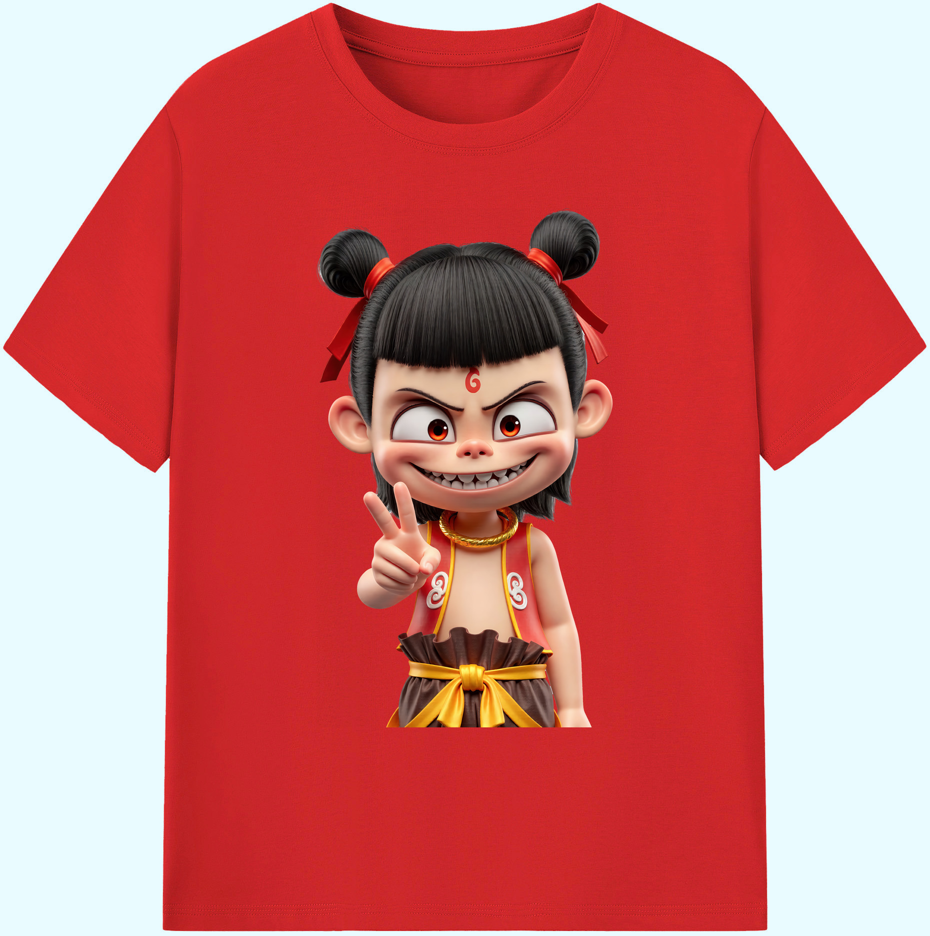 （画像用） Ne Zha 2 ナタ 魔童の大暴れ 綿100％ メンズ半袖Tシャツ｜肌触りやわらか＆通気性