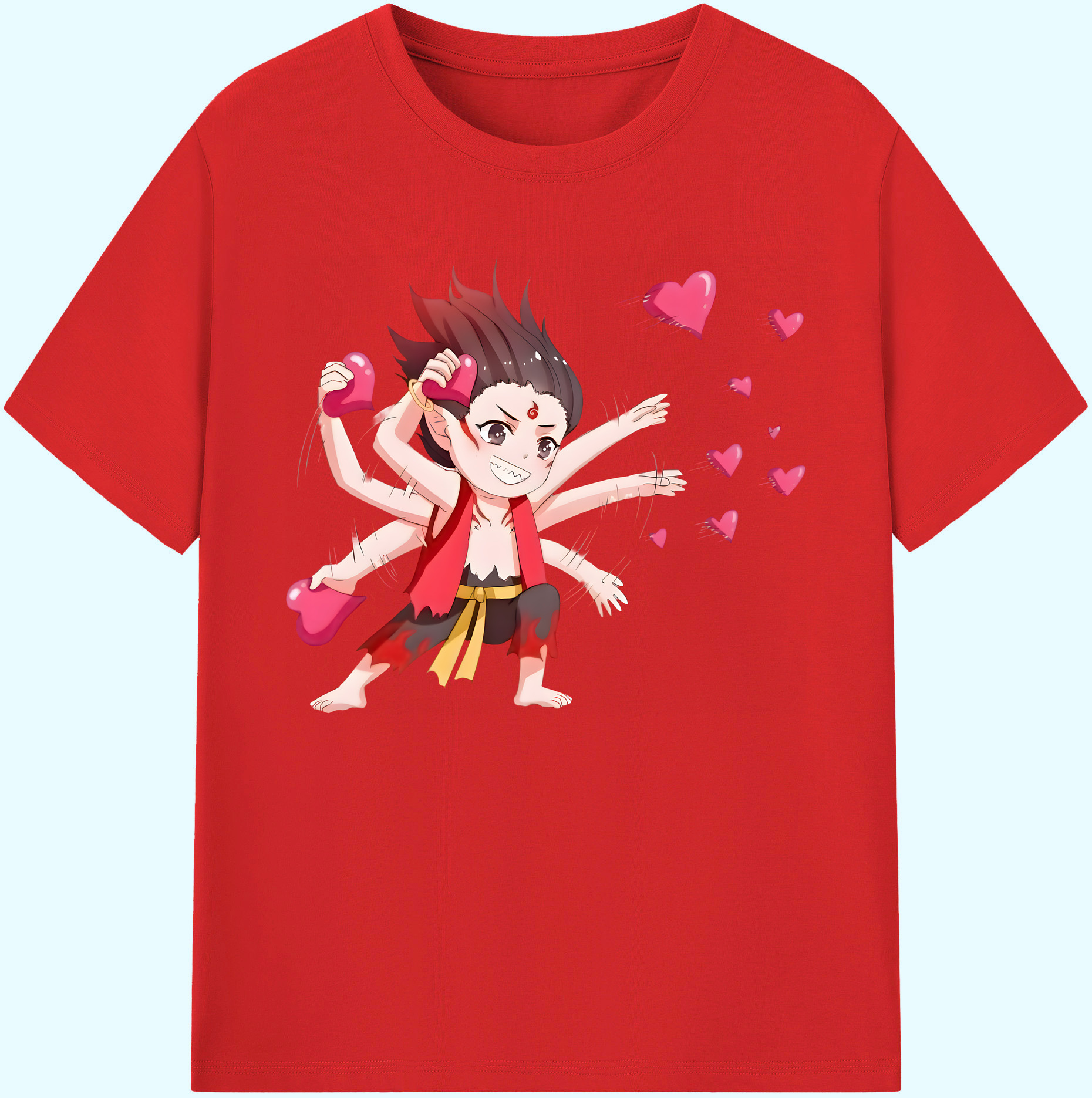（画像用） Ne Zha 2 ナタ 魔童の大暴れ 綿100％ メンズ半袖Tシャツ｜肌触りやわらか＆通気性