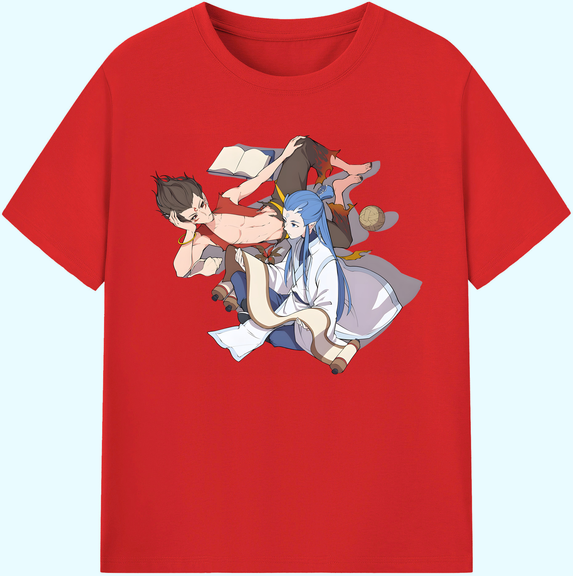 （画像用） Ne Zha 2 ナタ 魔童の大暴れ 綿100％ メンズ半袖Tシャツ｜肌触りやわらか＆通気性