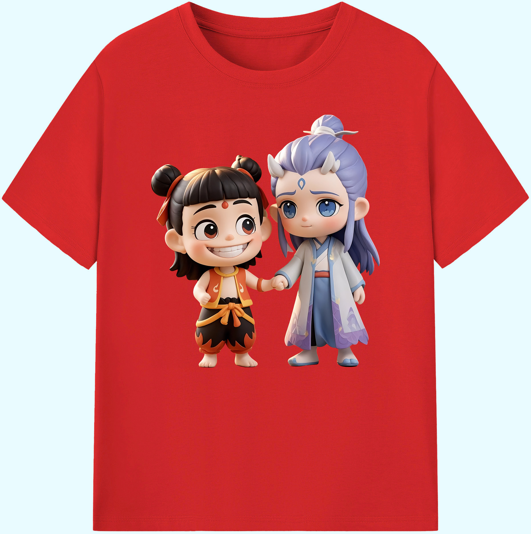 （画像用） Ne Zha 2 ナタ 魔童の大暴れ 綿100％ メンズ半袖Tシャツ｜肌触りやわらか＆通気性