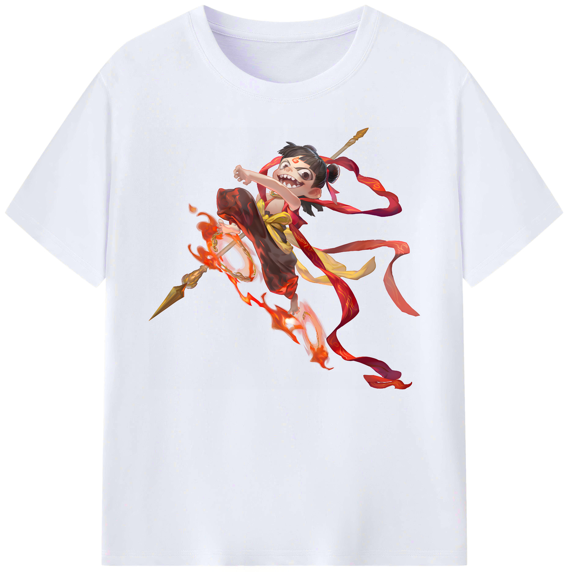 （画像用） Ne Zha 2 ナタ 魔童の大暴れ 綿100％ メンズ半袖Tシャツ｜肌触りやわらか＆通気性