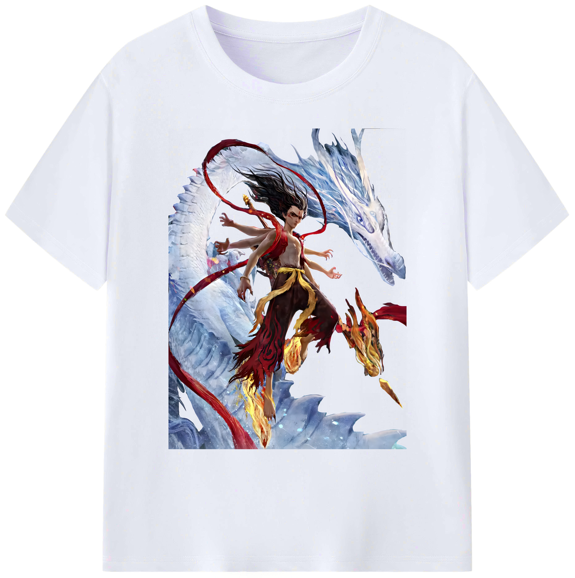 （画像用） Ne Zha 2 ナタ 魔童の大暴れ 綿100％ メンズ半袖Tシャツ｜肌触りやわらか＆通気性
