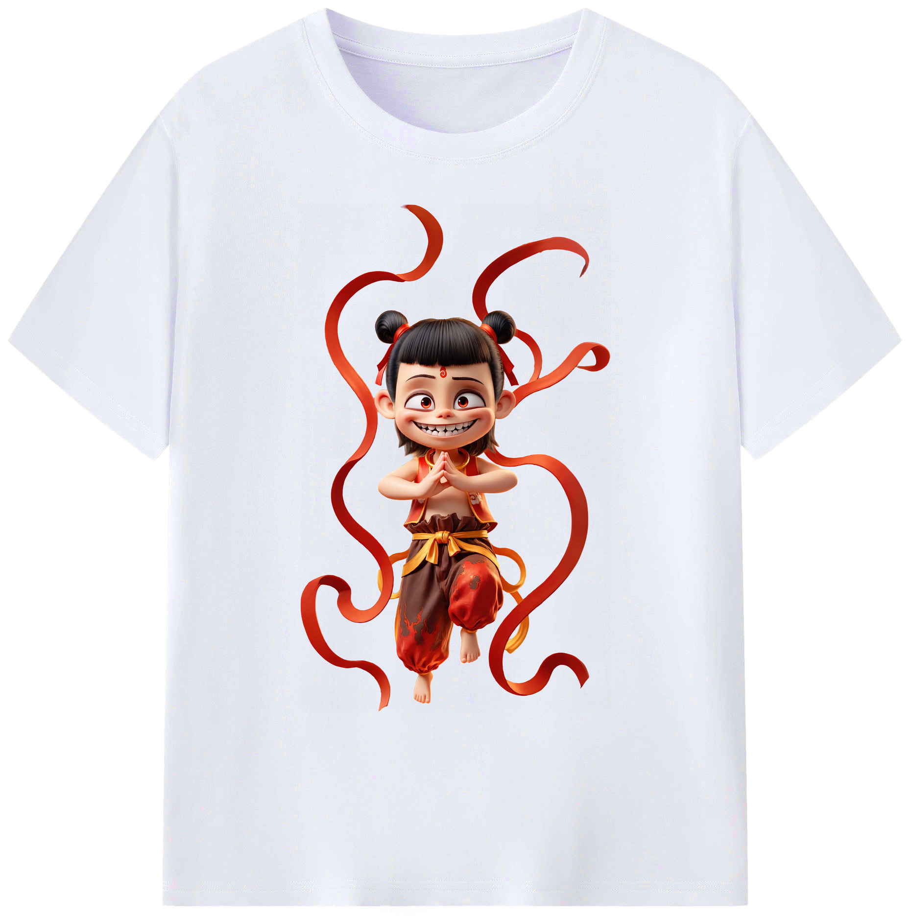 （画像用） Ne Zha 2 ナタ 魔童の大暴れ 綿100％ メンズ半袖Tシャツ｜肌触りやわらか＆通気性