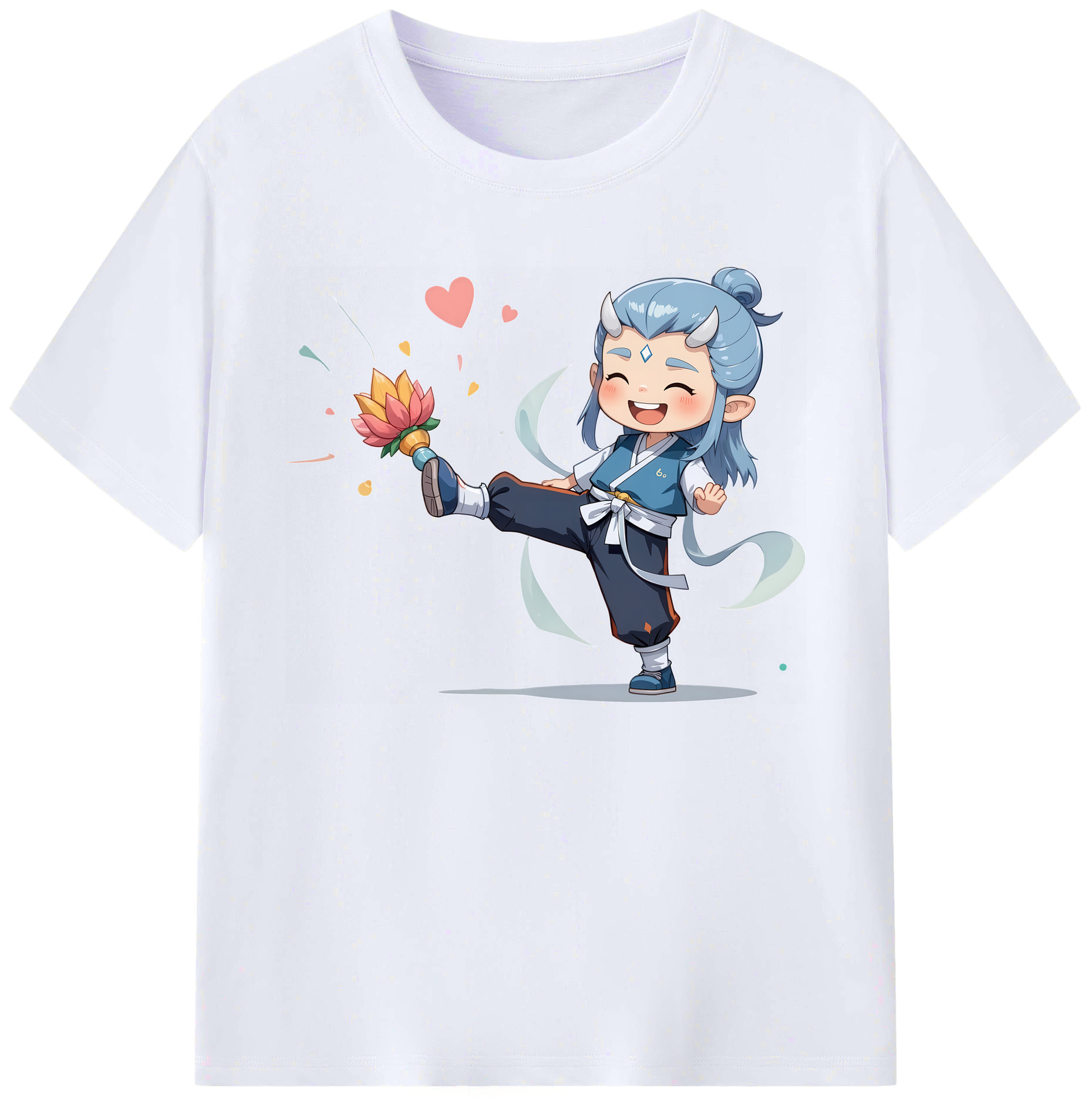 （画像用） Ne Zha 2 ナタ 魔童の大暴れ 綿100％ メンズ半袖Tシャツ｜肌触りやわらか＆通気性
