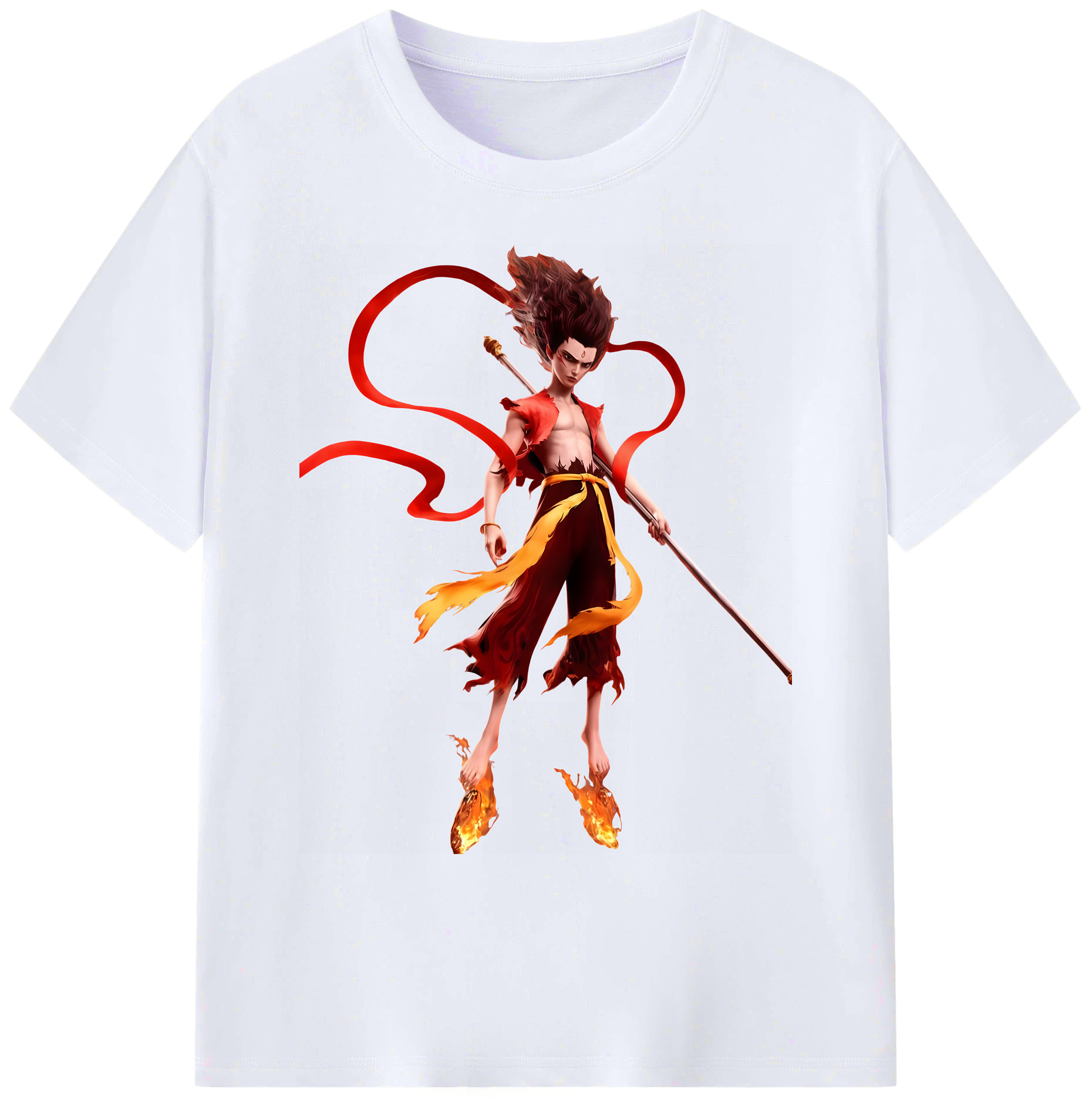 （画像用） Ne Zha 2 ナタ 魔童の大暴れ 綿100％ メンズ半袖Tシャツ｜肌触りやわらか＆通気性