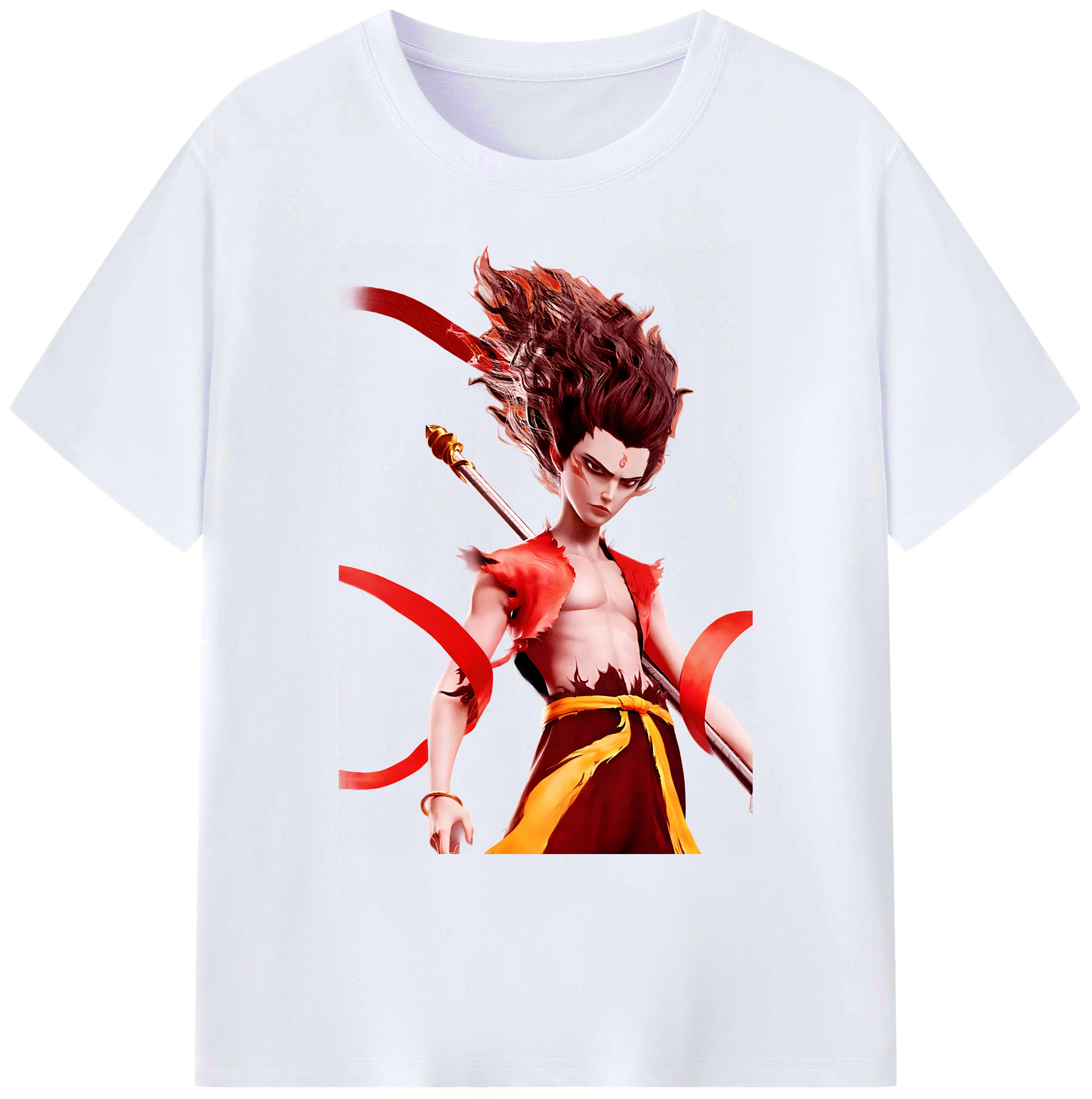 （画像用） Ne Zha 2 ナタ 魔童の大暴れ 綿100％ メンズ半袖Tシャツ｜肌触りやわらか＆通気性