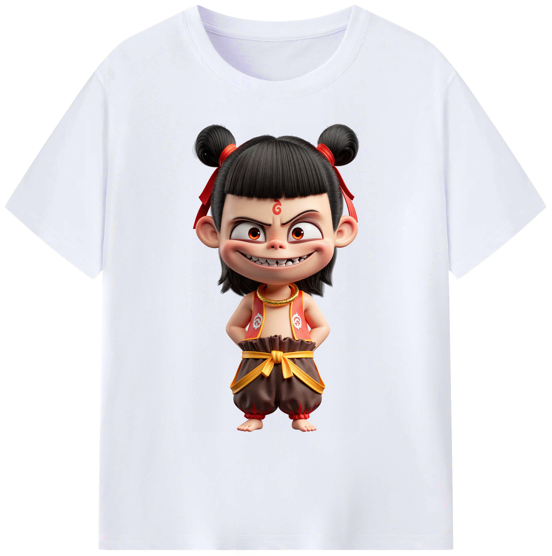 （画像用） Ne Zha 2 ナタ 魔童の大暴れ 綿100％ メンズ半袖Tシャツ｜肌触りやわらか＆通気性