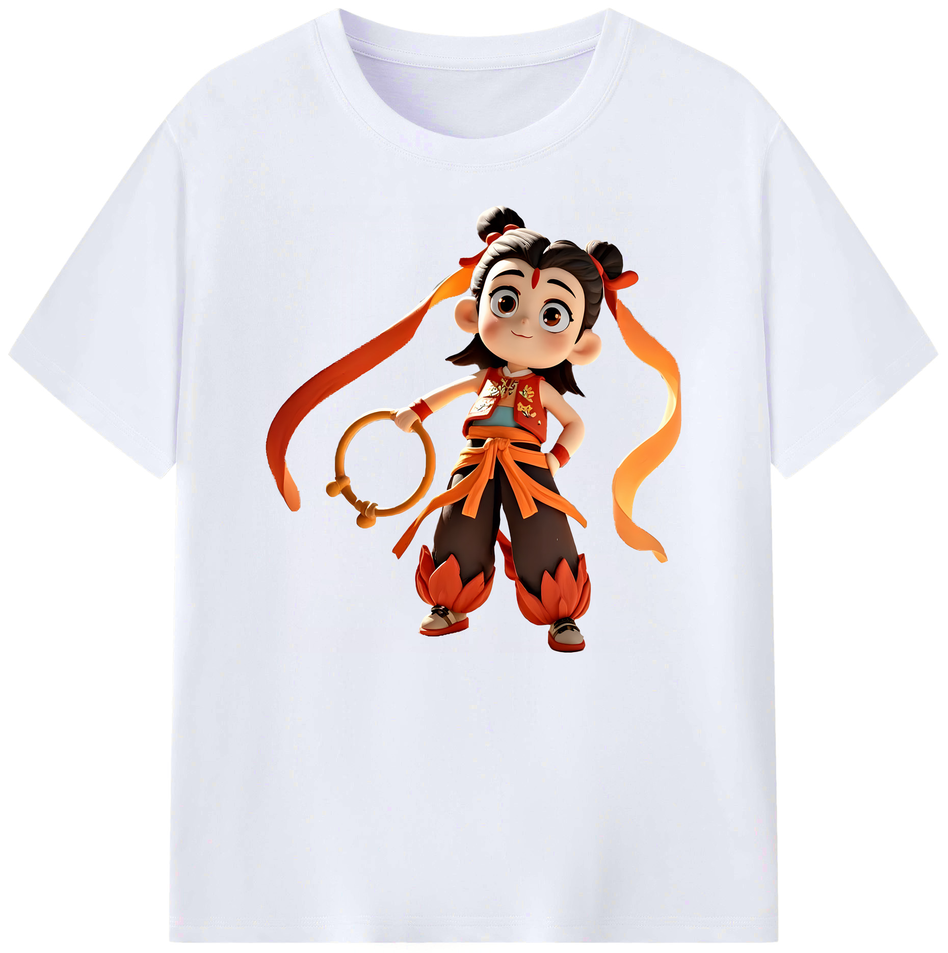 （画像用） Ne Zha 2 ナタ 魔童の大暴れ 綿100％ メンズ半袖Tシャツ｜肌触りやわらか＆通気性