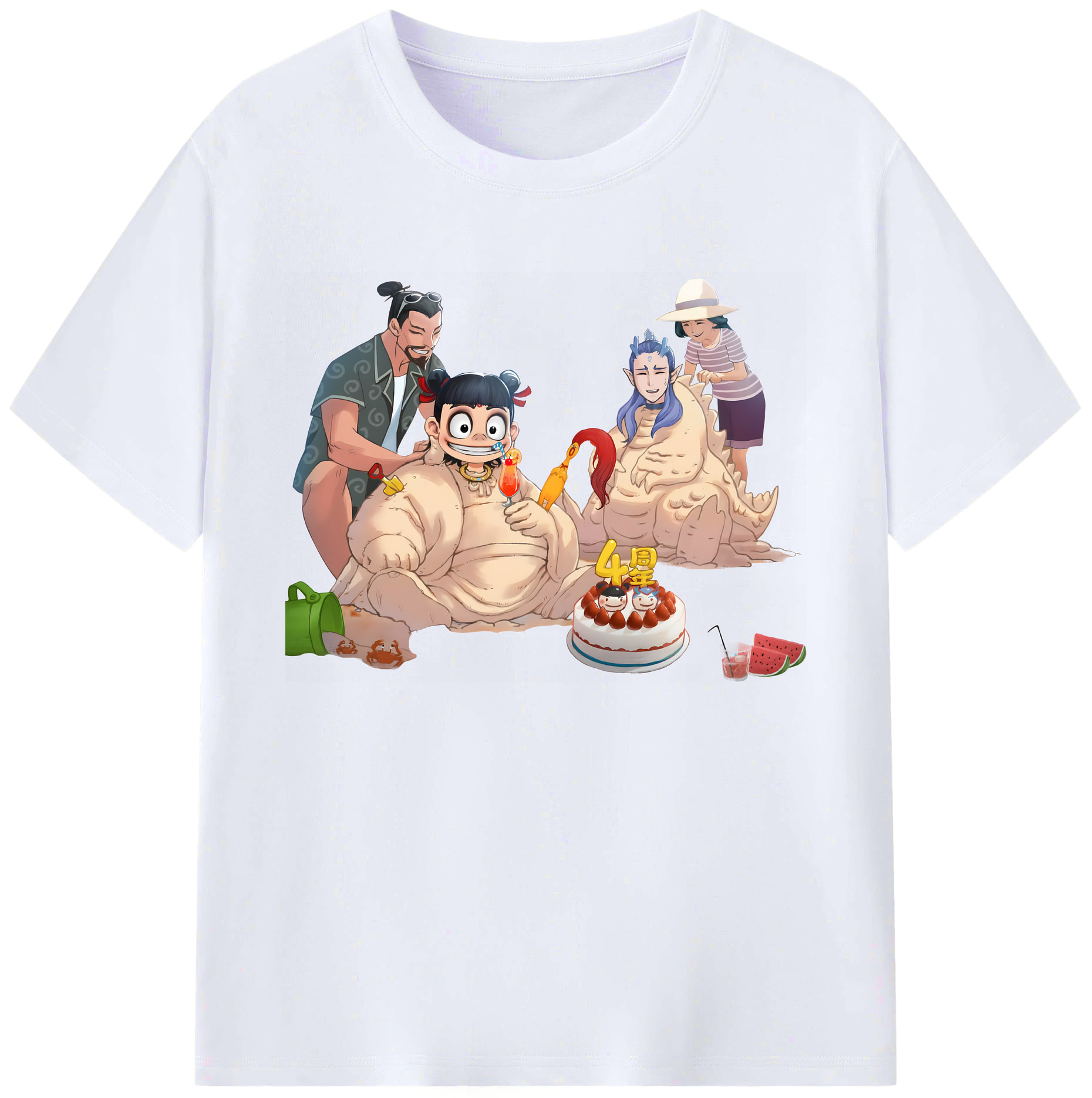 （画像用） Ne Zha 2 ナタ 魔童の大暴れ 綿100％ メンズ半袖Tシャツ｜肌触りやわらか＆通気性