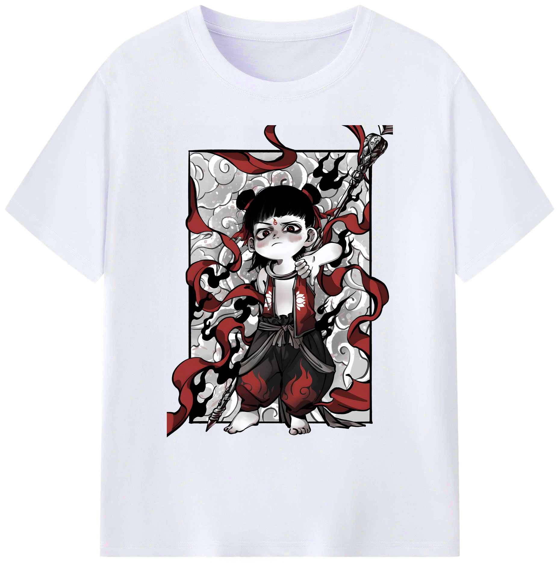（画像用） Ne Zha 2 ナタ 魔童の大暴れ 綿100％ メンズ半袖Tシャツ｜肌触りやわらか＆通気性