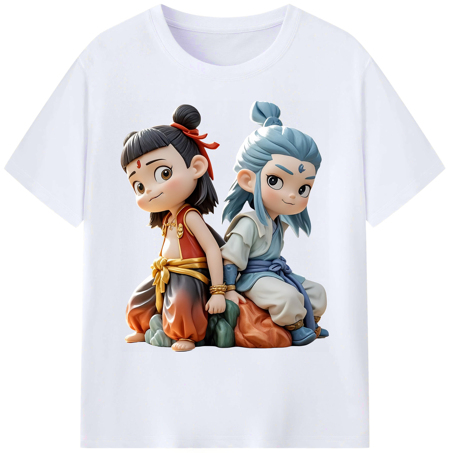（画像用） Ne Zha 2 ナタ 魔童の大暴れ 綿100％ メンズ半袖Tシャツ｜肌触りやわらか＆通気性