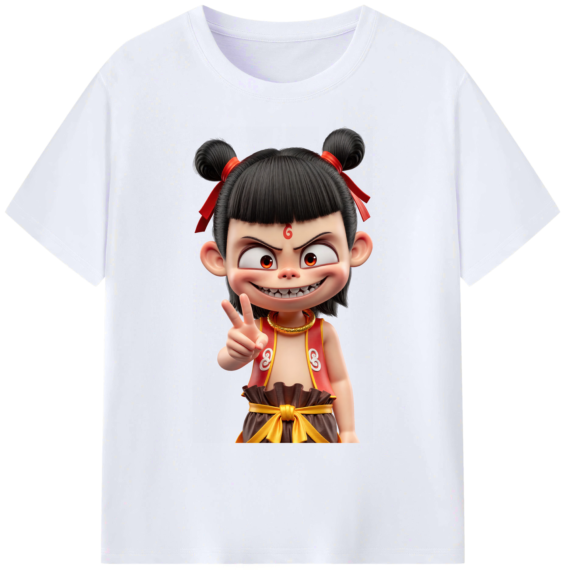 （画像用） Ne Zha 2 ナタ 魔童の大暴れ 綿100％ メンズ半袖Tシャツ｜肌触りやわらか＆通気性
