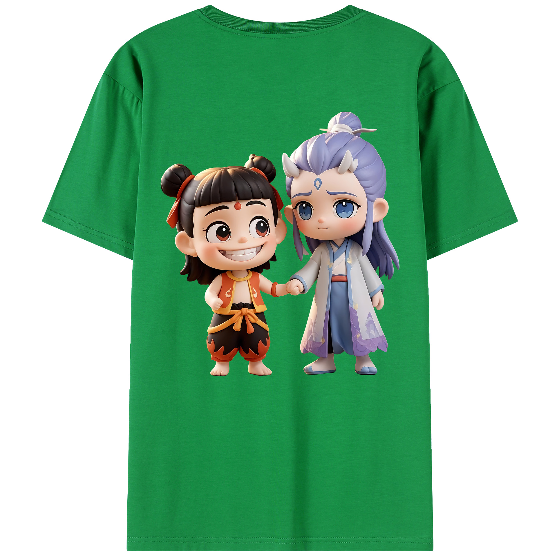（画像用） Ne Zha 2 ナタ 魔童の大暴れ レディース半袖Tシャツ(バックプリント)