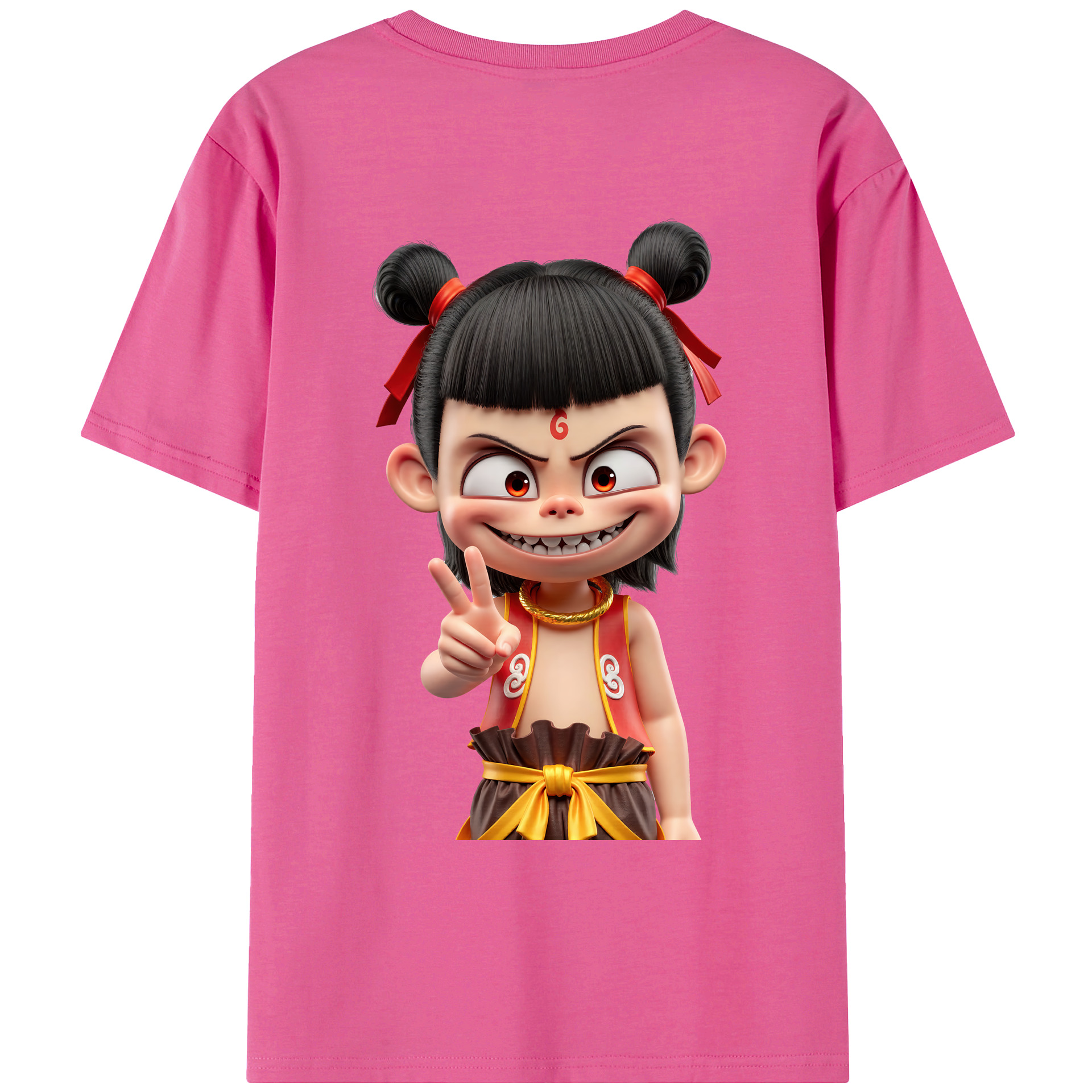 （画像用） Ne Zha 2 ナタ 魔童の大暴れ レディース半袖Tシャツ(バックプリント)