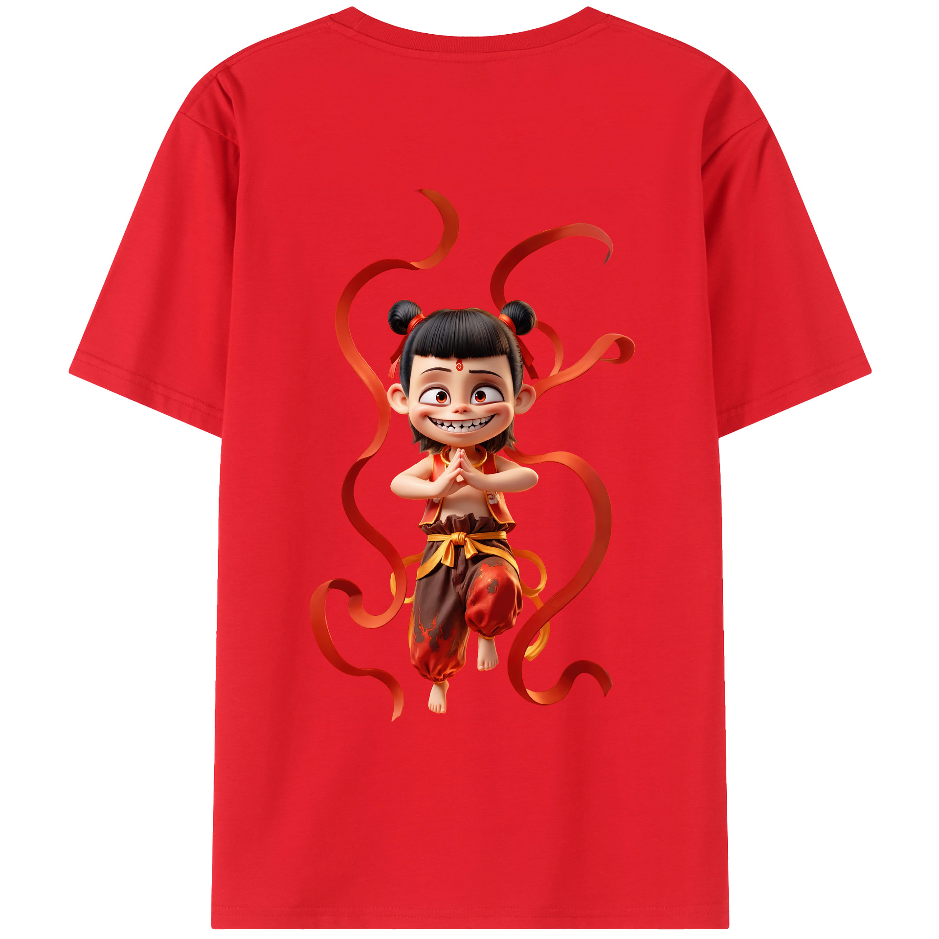 （画像用） Ne Zha 2 ナタ 魔童の大暴れ レディース半袖Tシャツ(バックプリント)