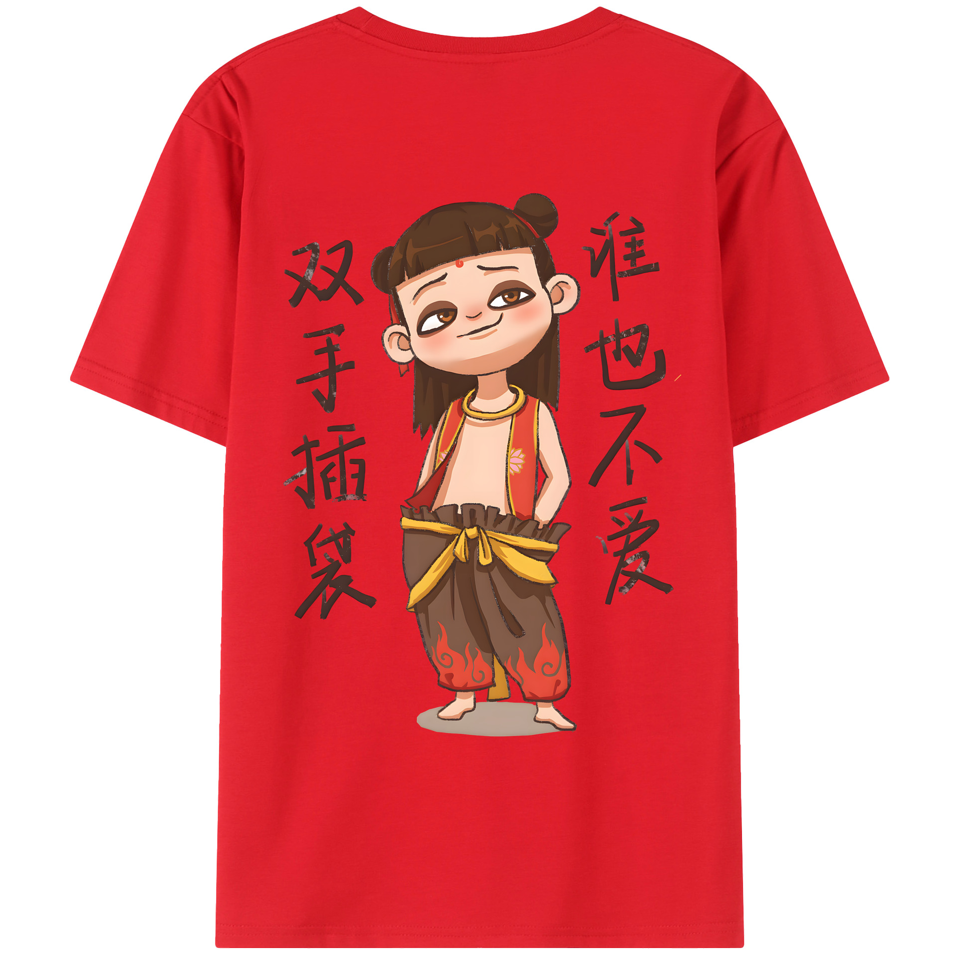 （画像用） Ne Zha 2 ナタ 魔童の大暴れ レディース半袖Tシャツ(バックプリント)