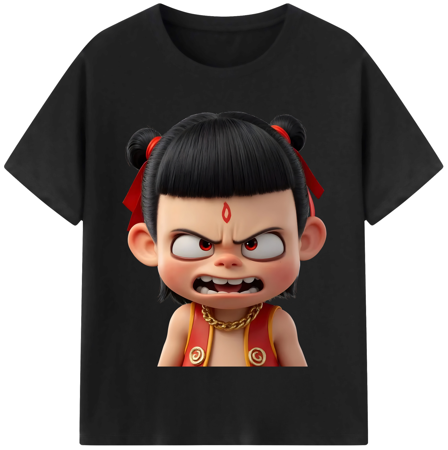 （画像用） Ne Zha 2 ナタ 魔童の大暴れ レディースカジュアルプリントTシャツ（綿100％）