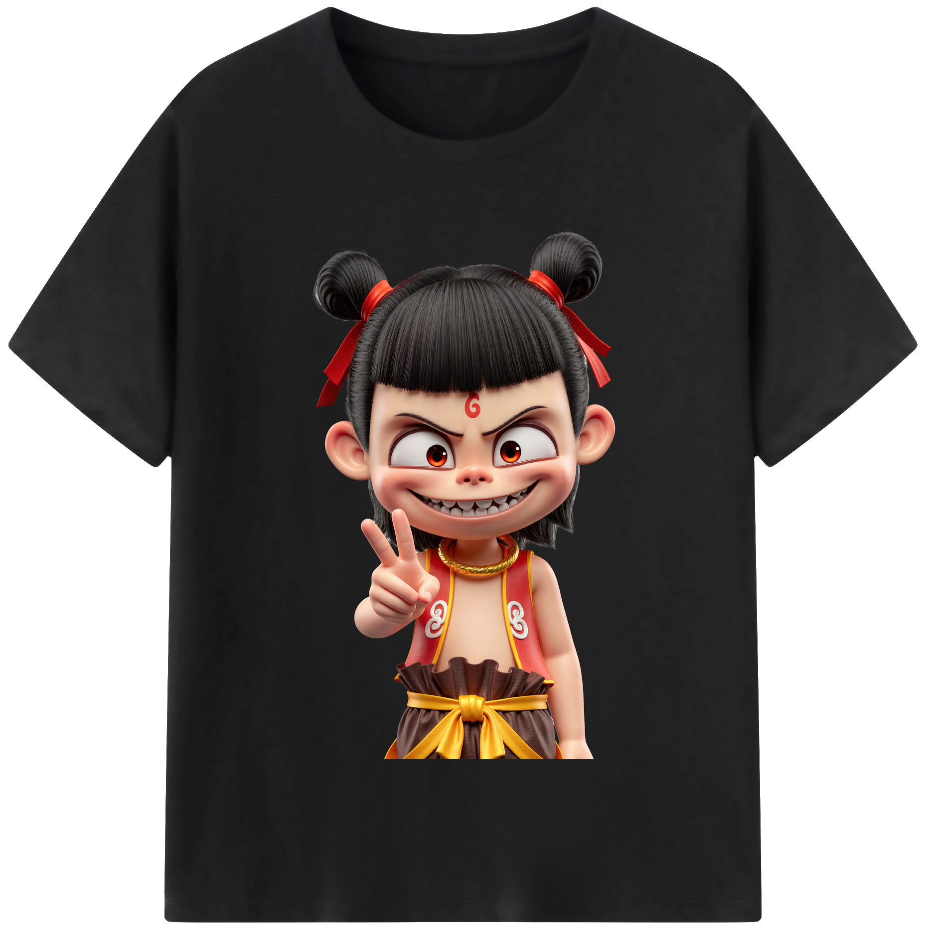 （画像用） Ne Zha 2 ナタ 魔童の大暴れ レディースカジュアルプリントTシャツ（綿100％）