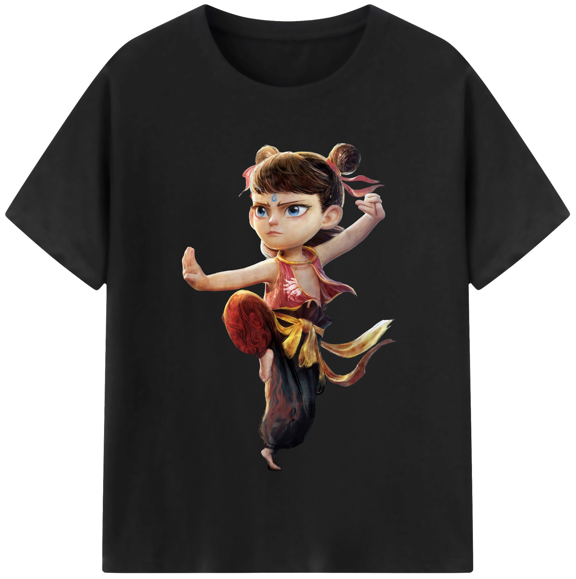 （画像用） Ne Zha 2 ナタ 魔童の大暴れ レディースカジュアルプリントTシャツ（綿100％）