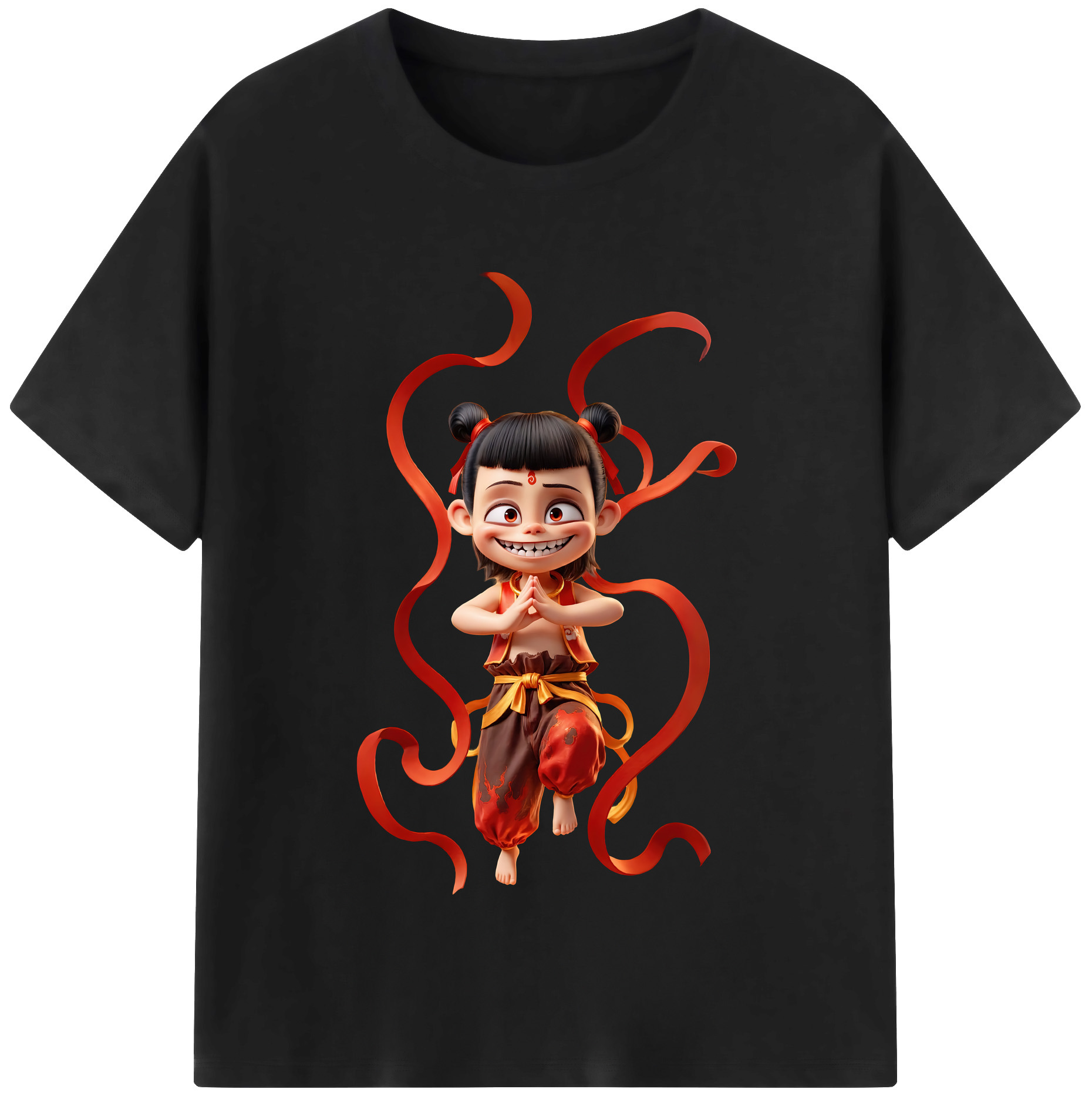 （画像用） Ne Zha 2 ナタ 魔童の大暴れ レディースカジュアルプリントTシャツ（綿100％）