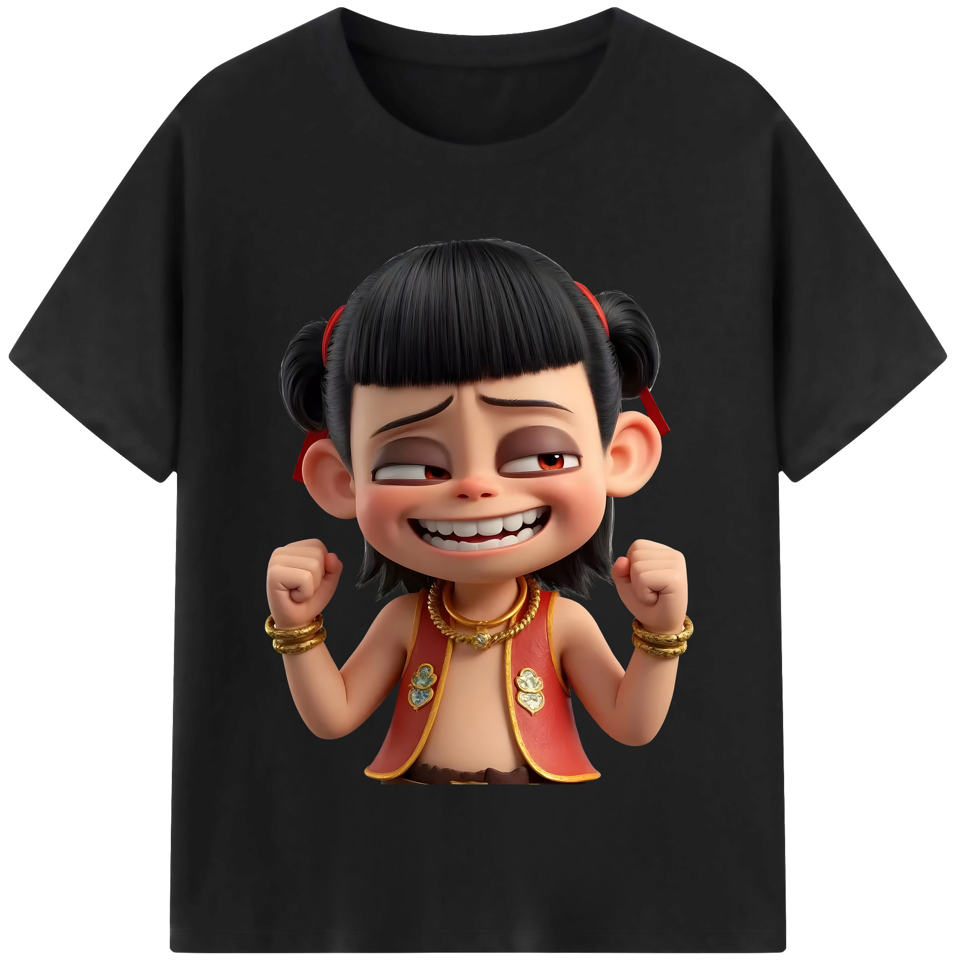 （画像用） Ne Zha 2 ナタ 魔童の大暴れ レディースカジュアルプリントTシャツ（綿100％）