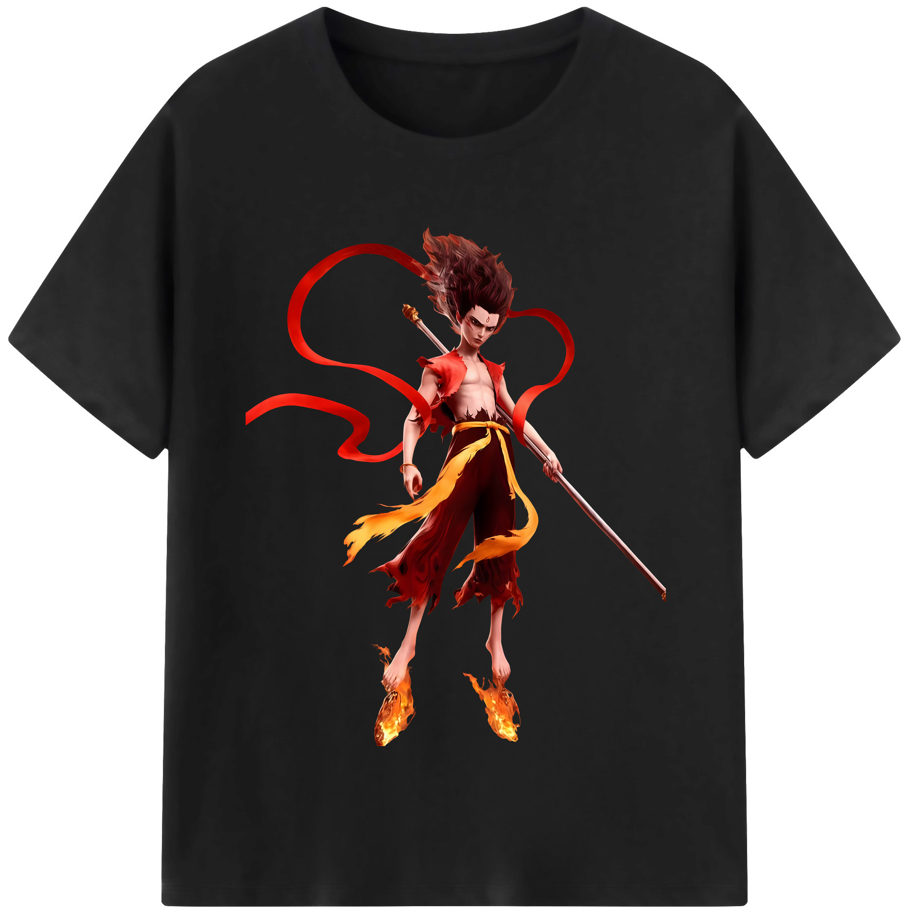 （画像用） Ne Zha 2 ナタ 魔童の大暴れ レディースカジュアルプリントTシャツ（綿100％）