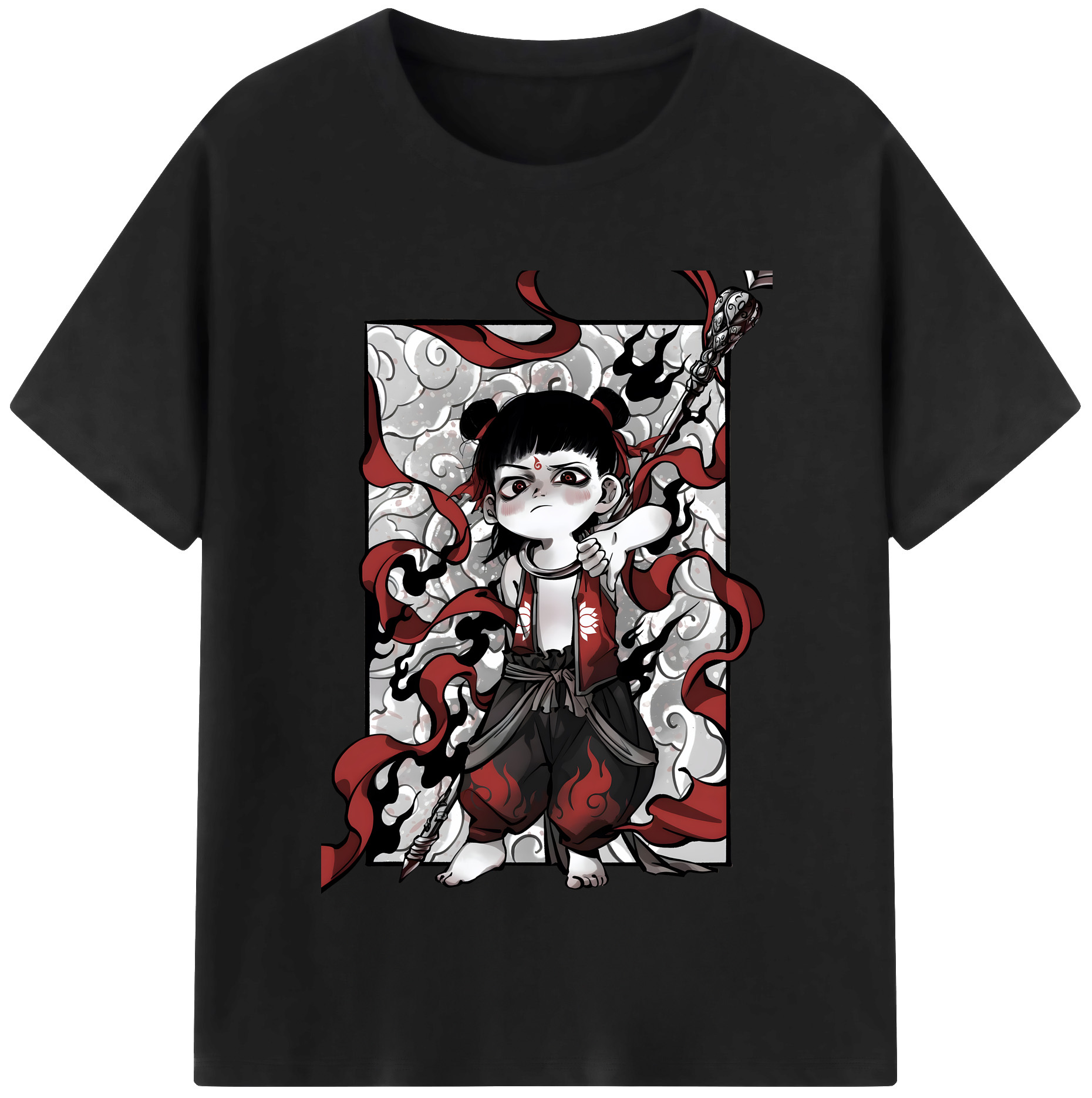 （画像用） Ne Zha 2 ナタ 魔童の大暴れ レディースカジュアルプリントTシャツ（綿100％）
