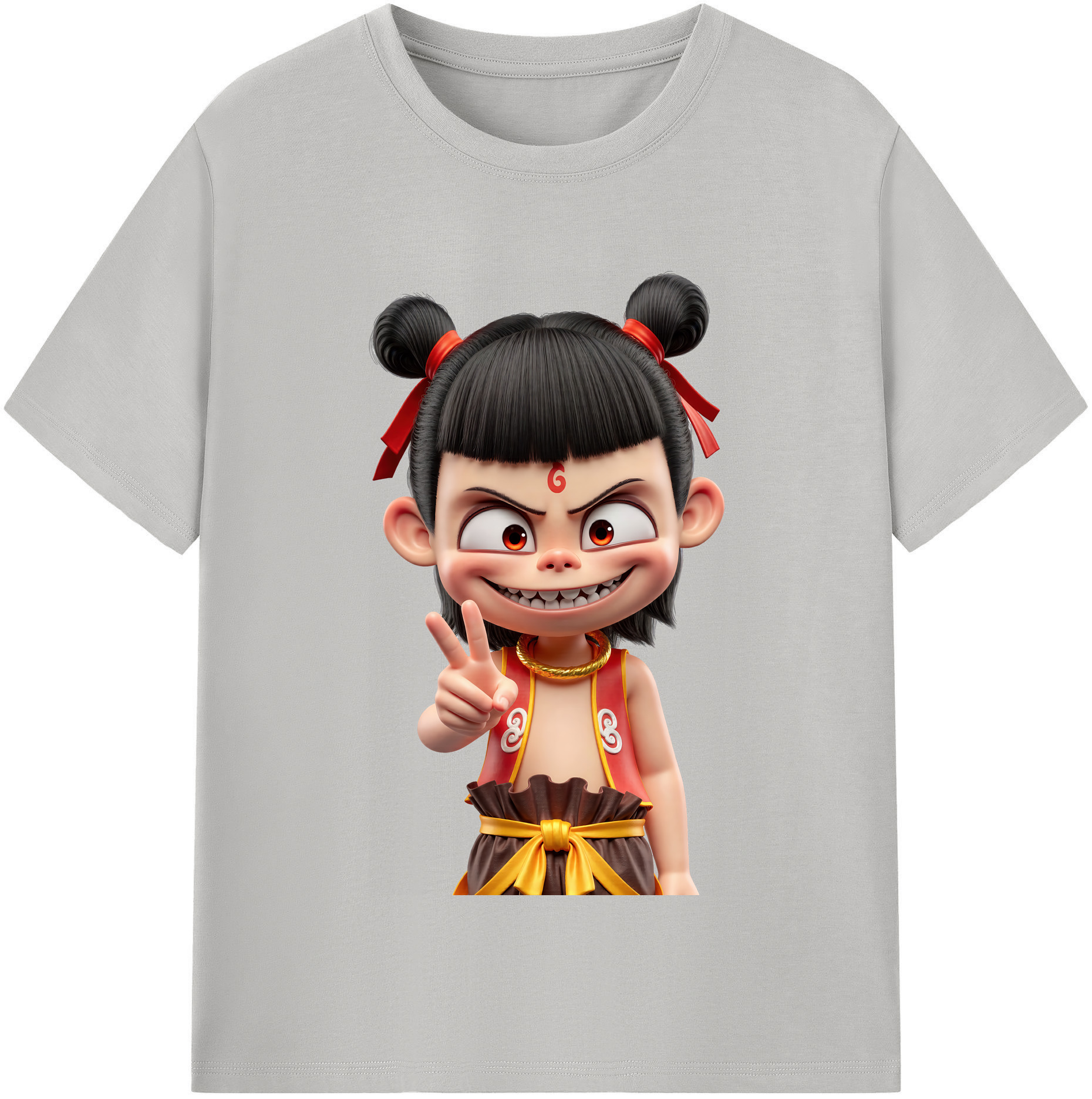 （画像用） Ne Zha 2 ナタ 魔童の大暴れ レディースカジュアルプリントTシャツ（綿100％）