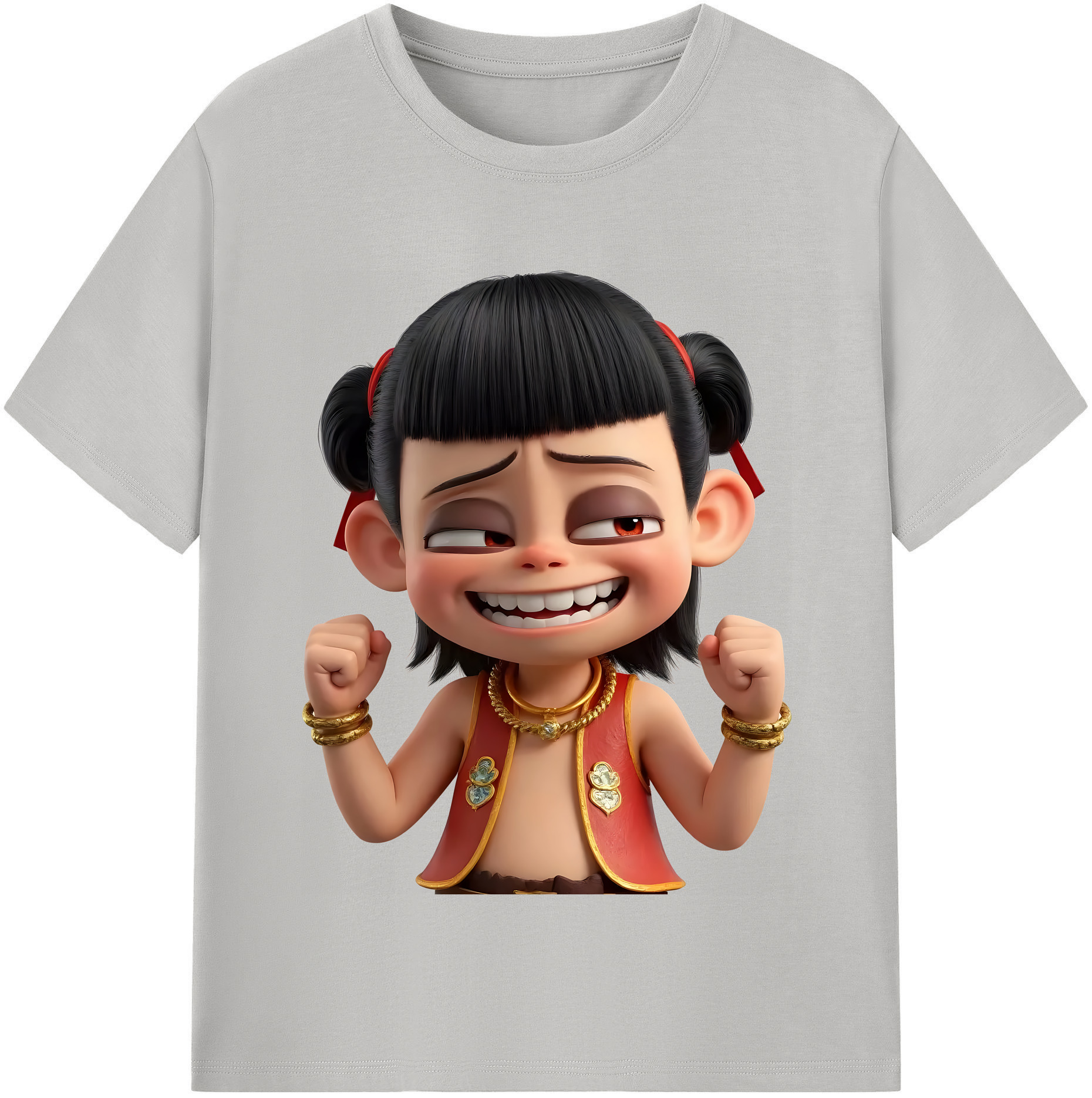 （画像用） Ne Zha 2 ナタ 魔童の大暴れ レディースカジュアルプリントTシャツ（綿100％）