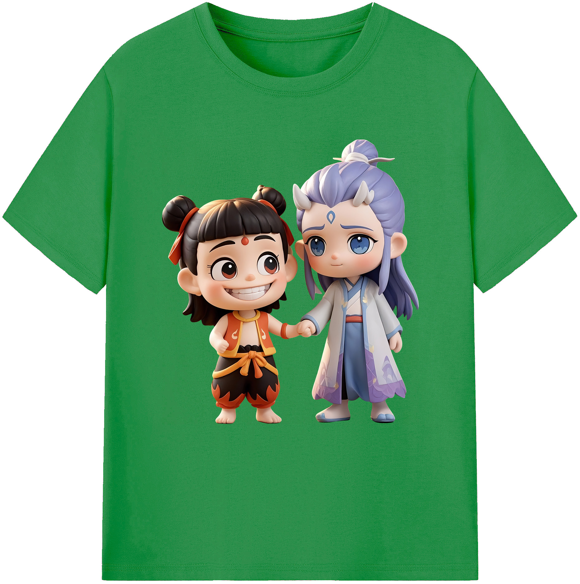 （画像用） Ne Zha 2 ナタ 魔童の大暴れ レディースカジュアルプリントTシャツ（綿100％）