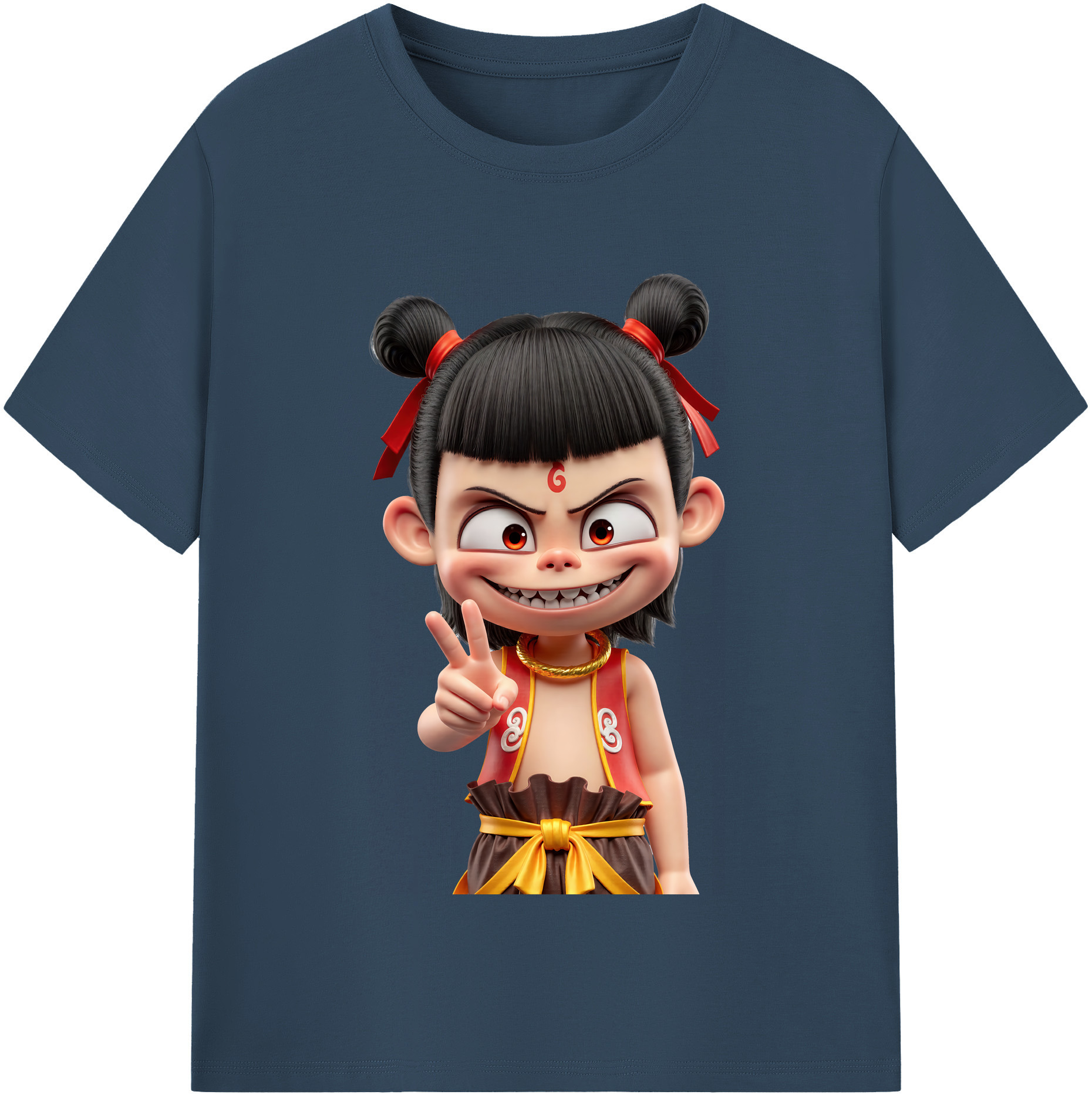 （画像用） Ne Zha 2 ナタ 魔童の大暴れ レディースカジュアルプリントTシャツ（綿100％）