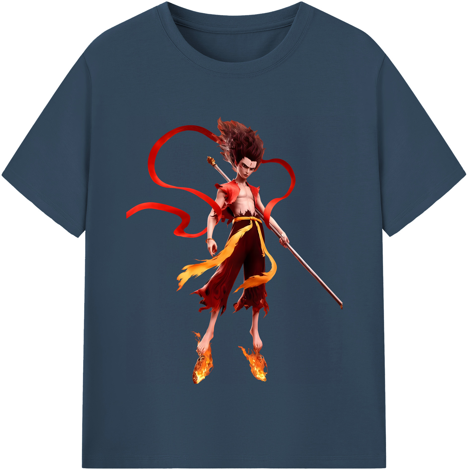 （画像用） Ne Zha 2 ナタ 魔童の大暴れ レディースカジュアルプリントTシャツ（綿100％）