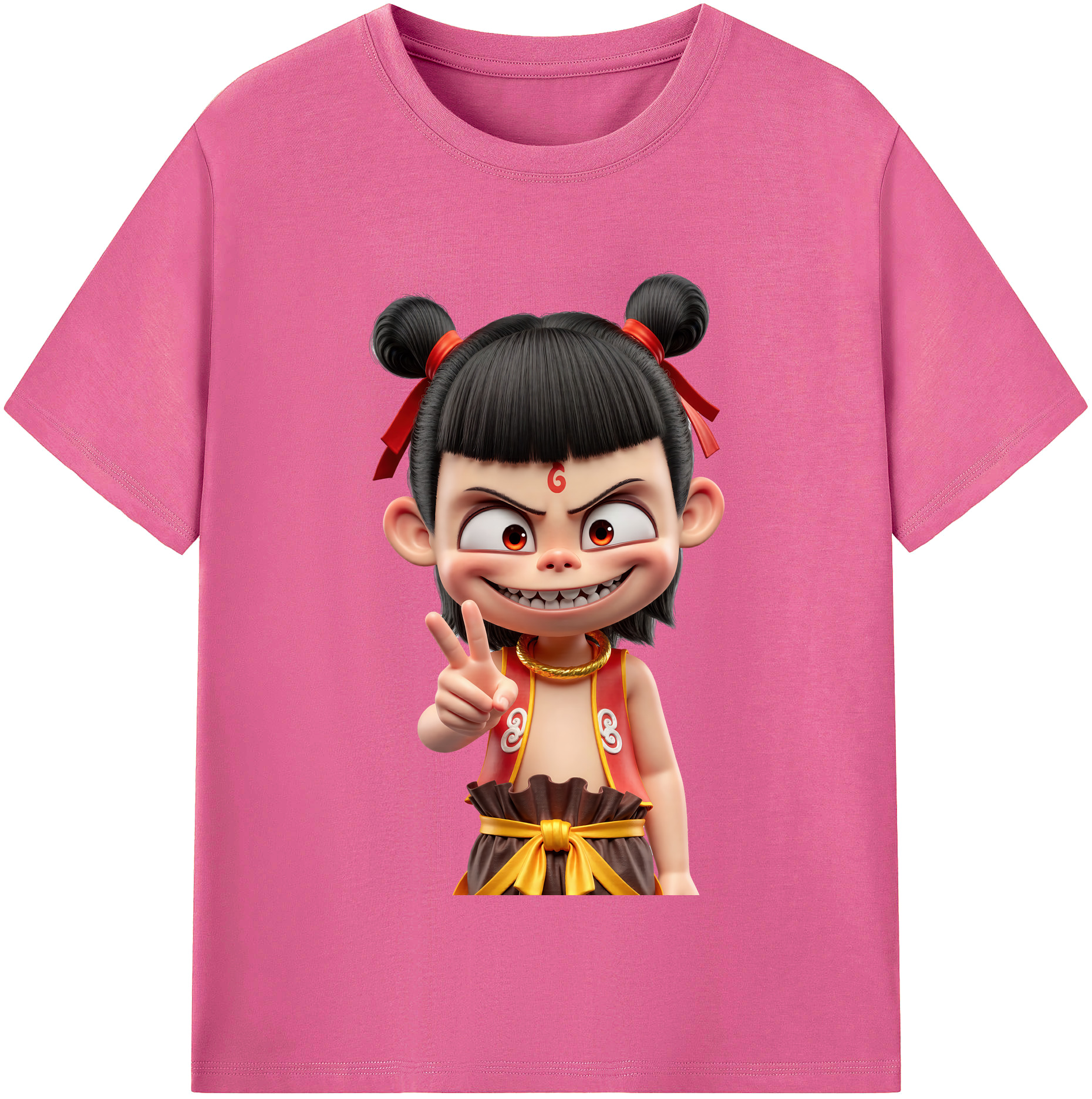 （画像用） Ne Zha 2 ナタ 魔童の大暴れ レディースカジュアルプリントTシャツ（綿100％）
