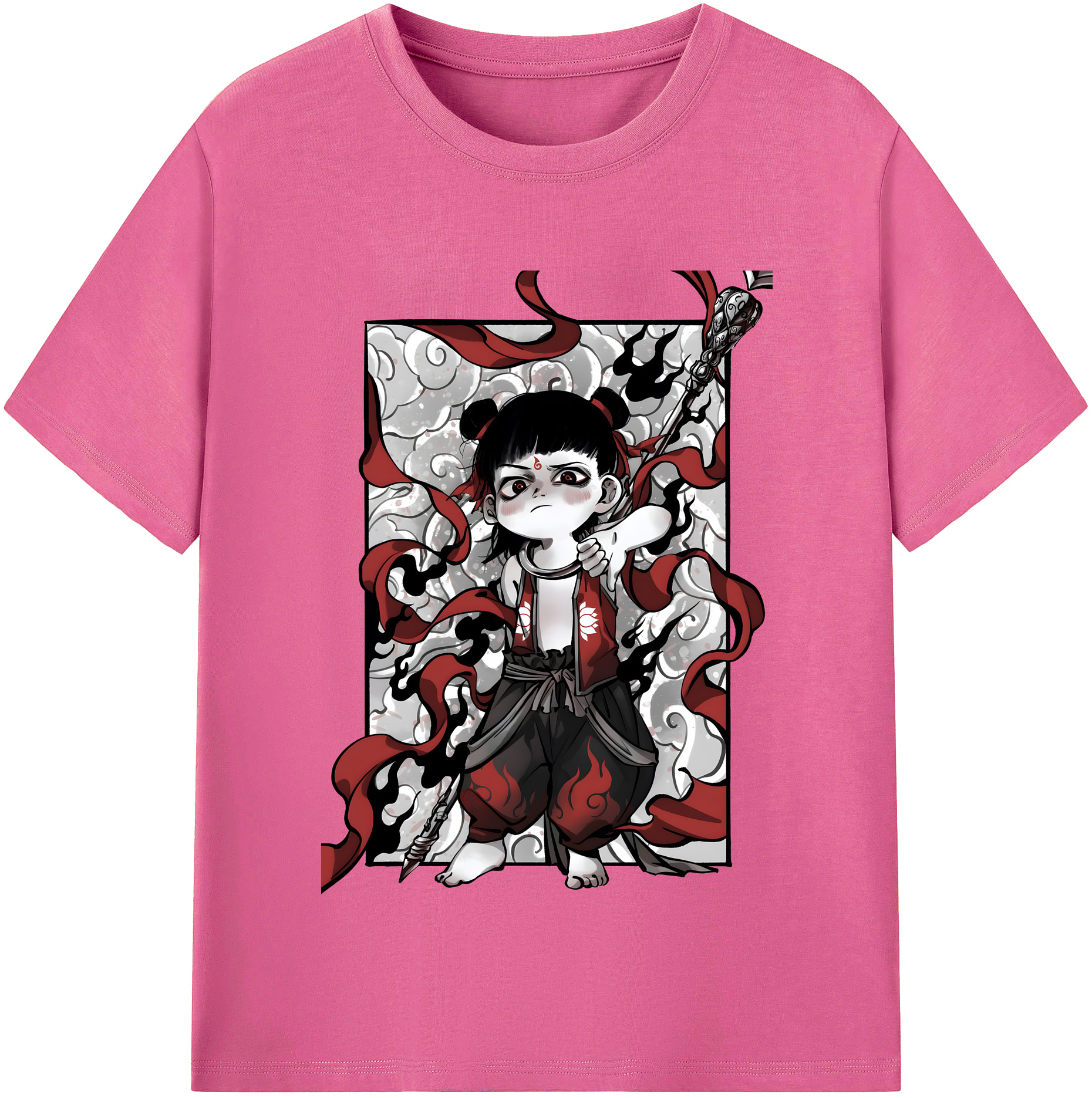 （画像用） Ne Zha 2 ナタ 魔童の大暴れ レディースカジュアルプリントTシャツ（綿100％）