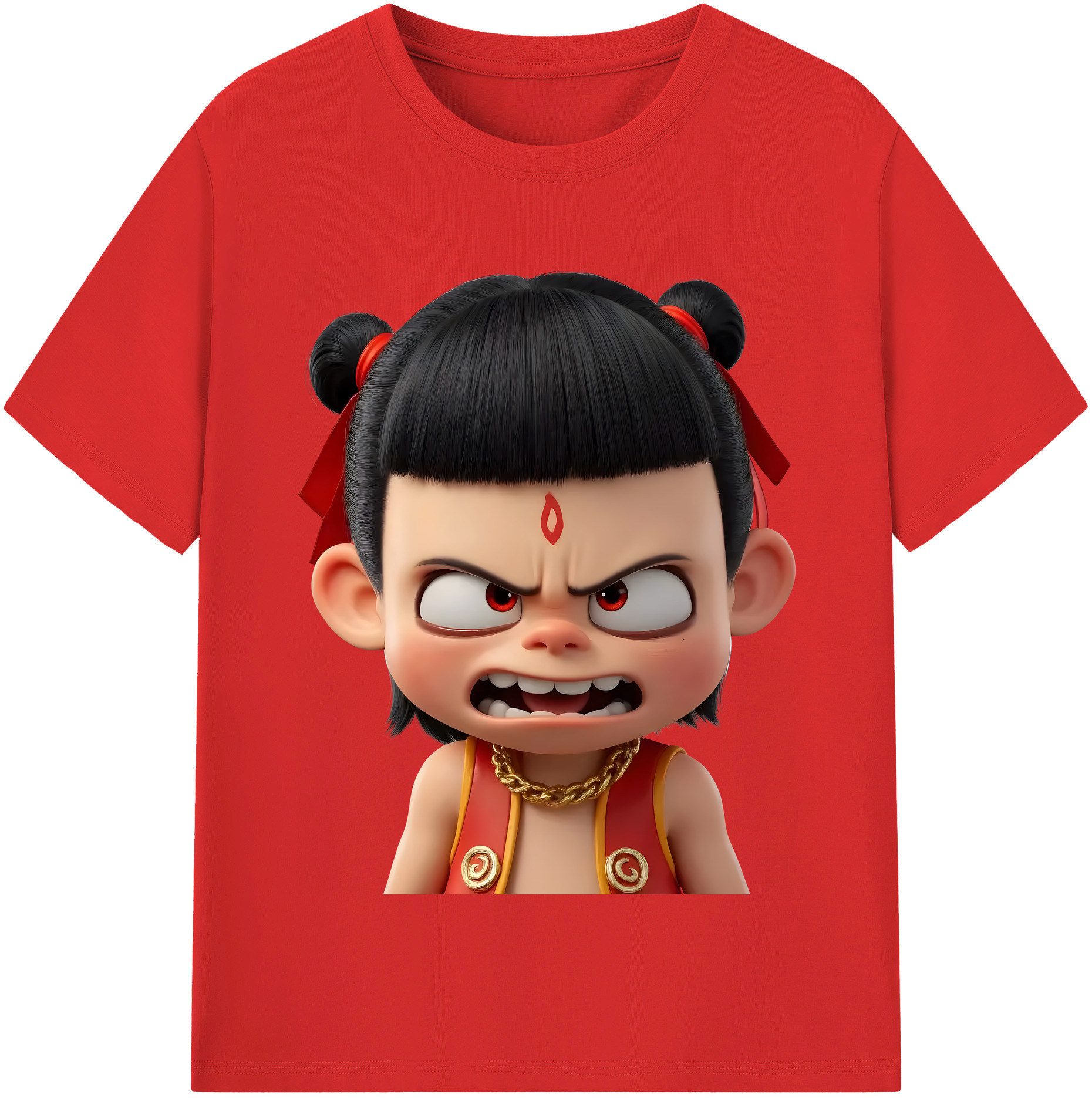 （画像用） Ne Zha 2 ナタ 魔童の大暴れ レディースカジュアルプリントTシャツ（綿100％）