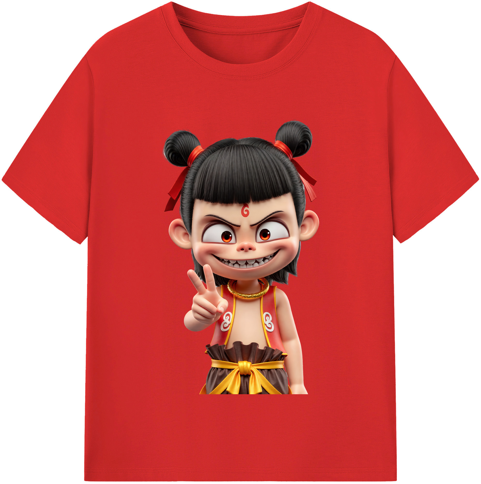 （画像用） Ne Zha 2 ナタ 魔童の大暴れ レディースカジュアルプリントTシャツ（綿100％）
