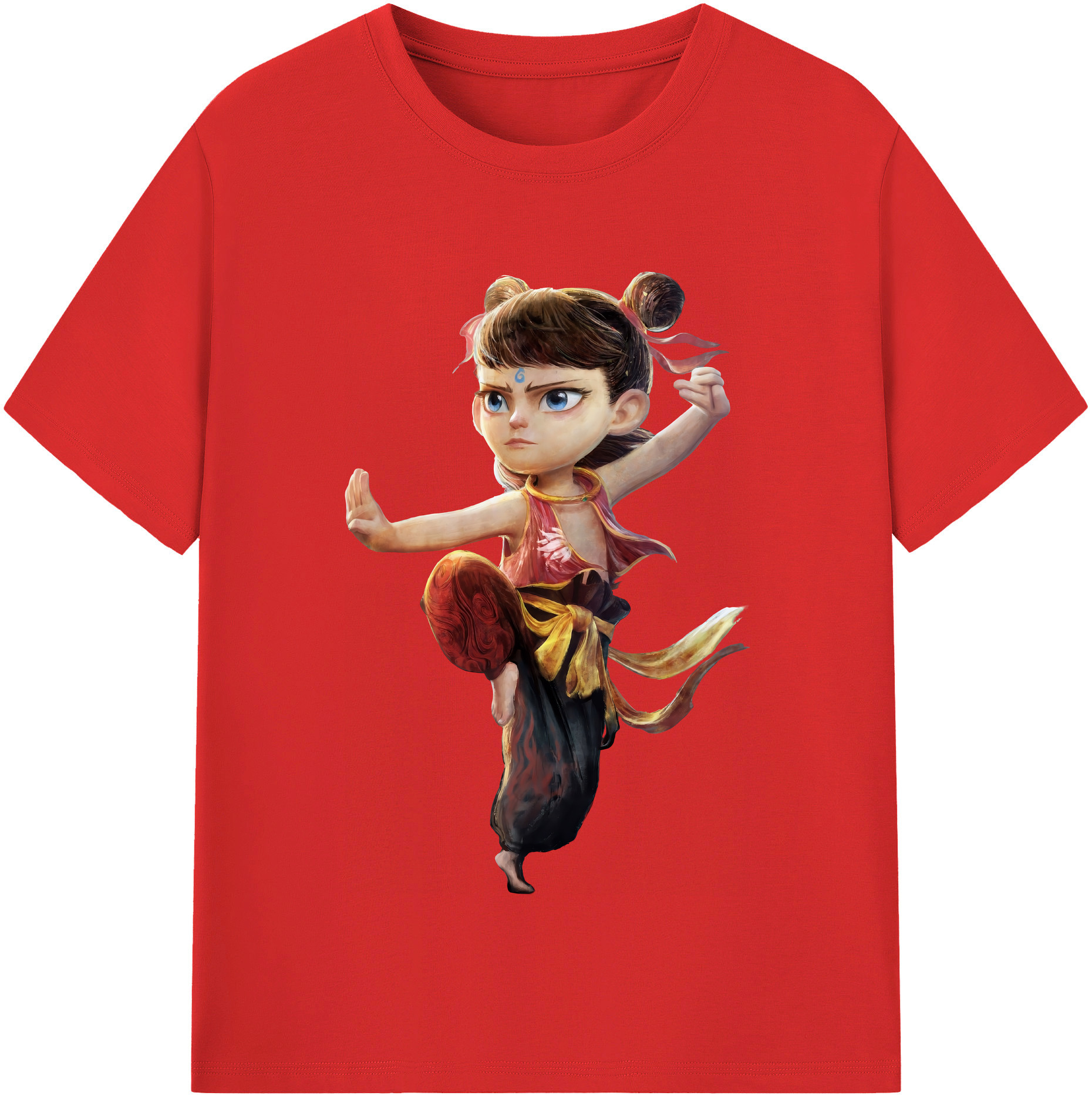 （画像用） Ne Zha 2 ナタ 魔童の大暴れ レディースカジュアルプリントTシャツ（綿100％）