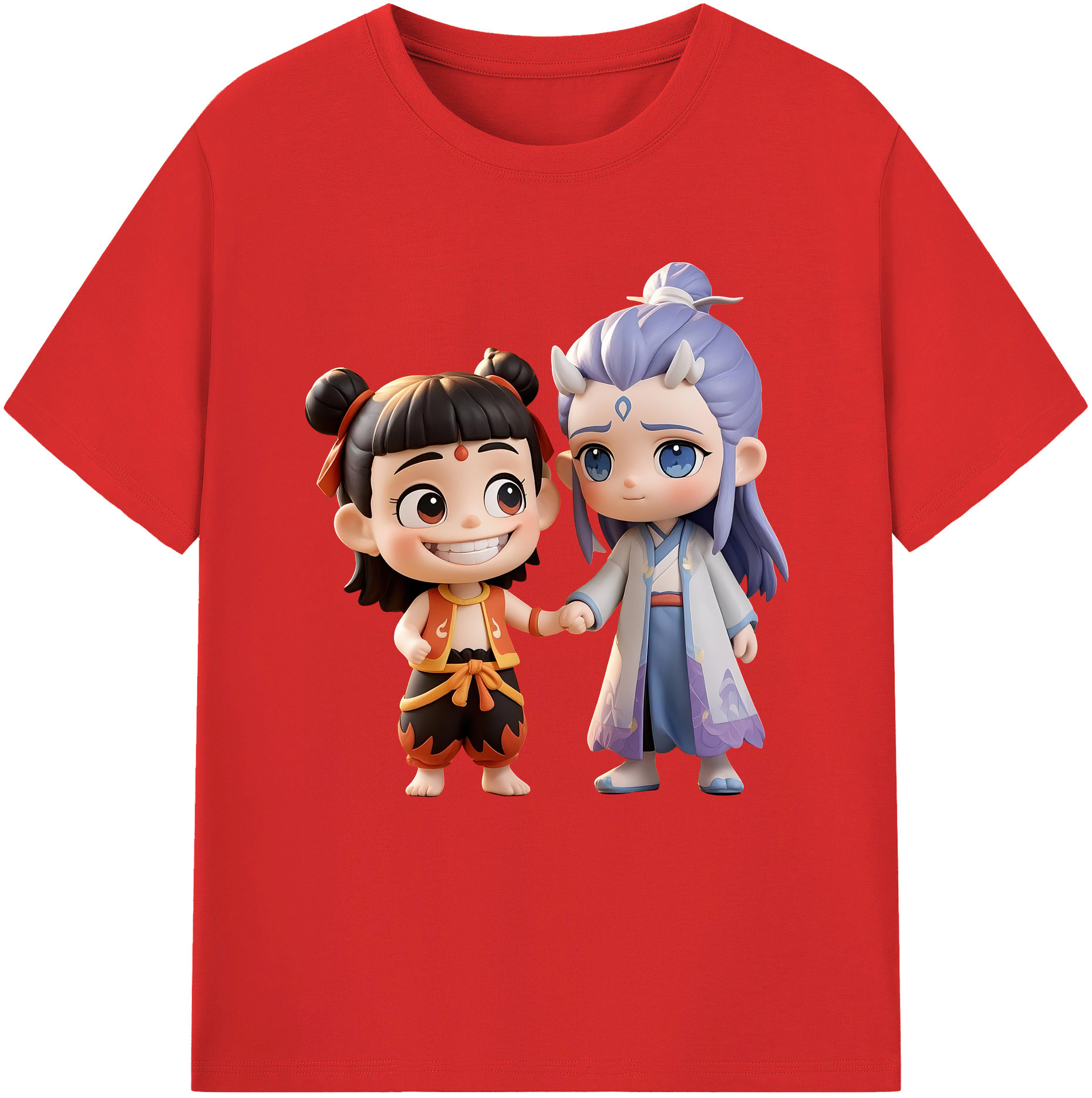 （画像用） Ne Zha 2 ナタ 魔童の大暴れ レディースカジュアルプリントTシャツ（綿100％）