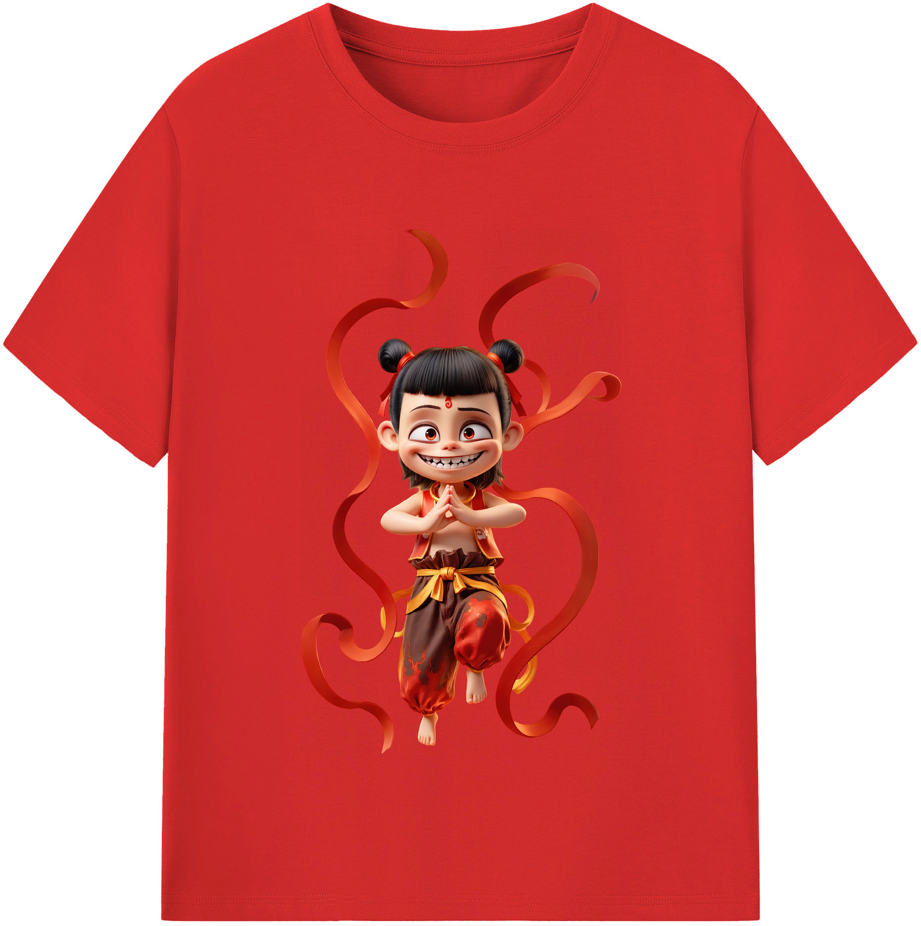 （画像用） Ne Zha 2 ナタ 魔童の大暴れ レディースカジュアルプリントTシャツ（綿100％）
